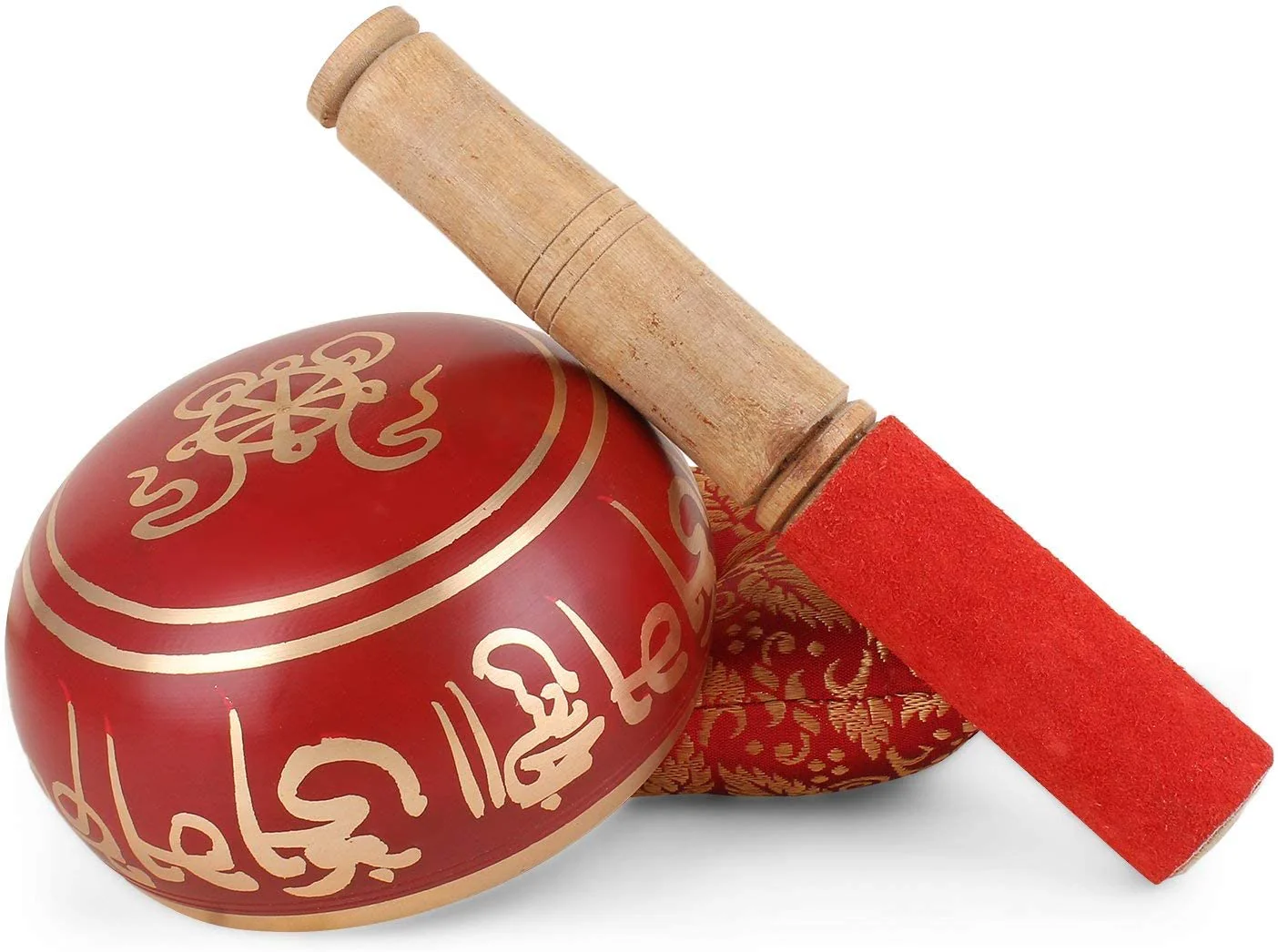 Tibetan Singing Bowl - 4 inch, Red Singing Bowl Set with Beater and Singing Bowl Cushion for Meditation and Yoga - Image 3