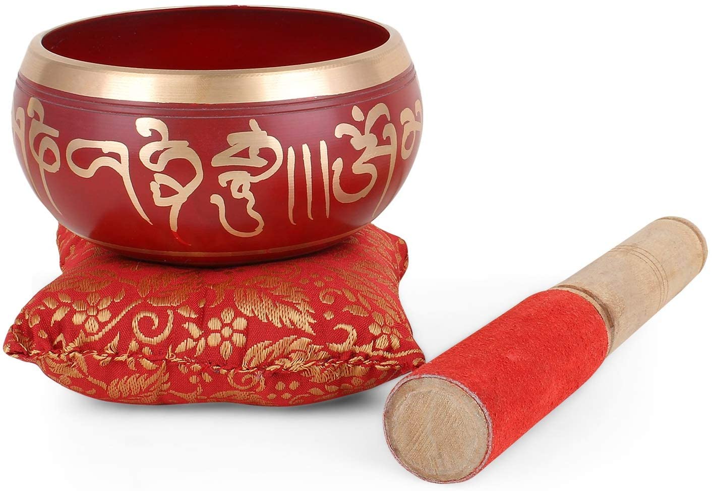 Tibetan Singing Bowl - 4 inch, Red Singing Bowl Set with Beater and Singing Bowl Cushion for Meditation and Yoga - Image 4