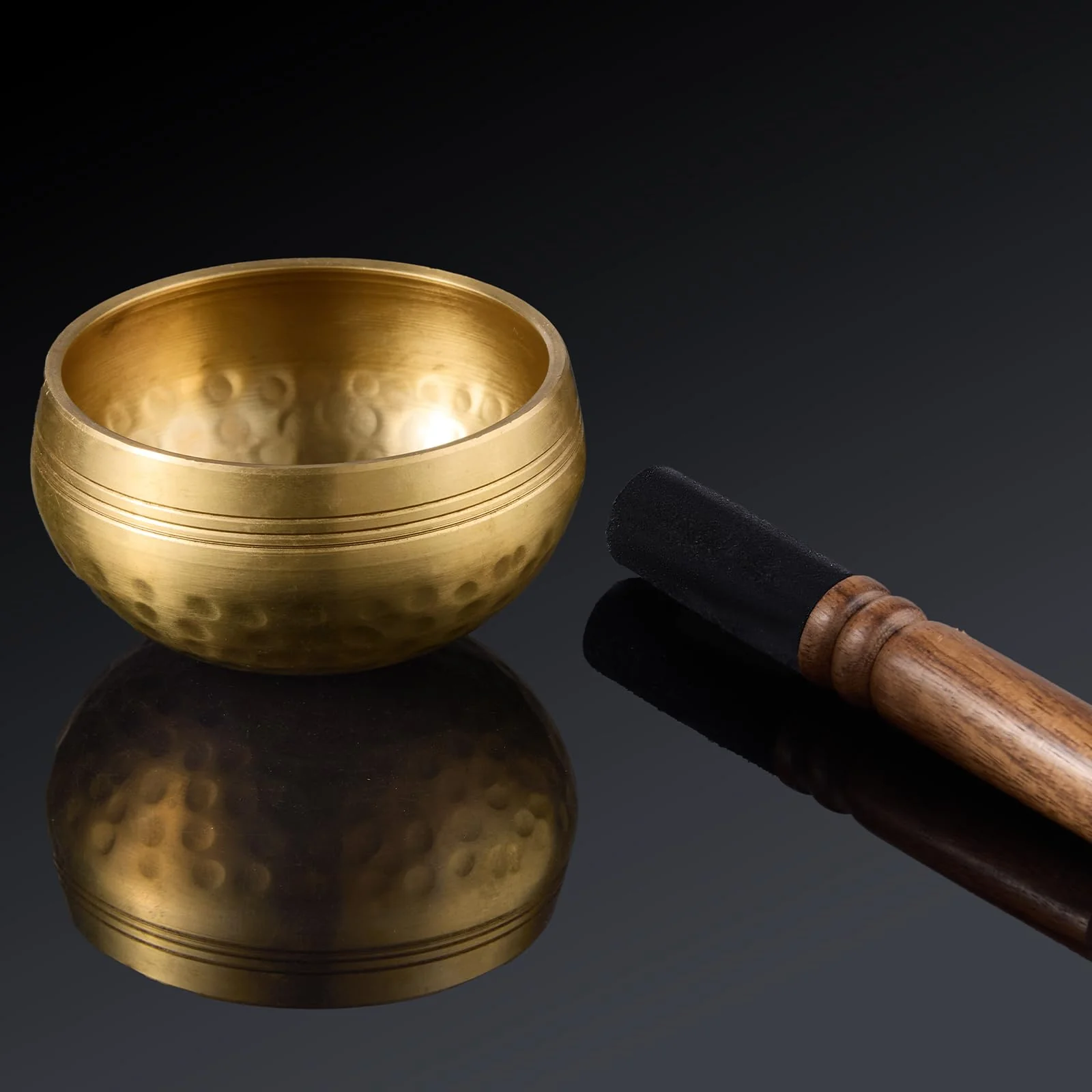 Tibetan Singing Bowl Set (3.15 Inch, copper) - Hand-Hammered, Perfect for Sound Bath, Yoga & Meditation Stress Relief, Comes with Gift Box, Free Palo Santo Wood + California White Sage Type2 Copper Singing Bowl Set with Gift Box Ø3.15 Inch - Image 2