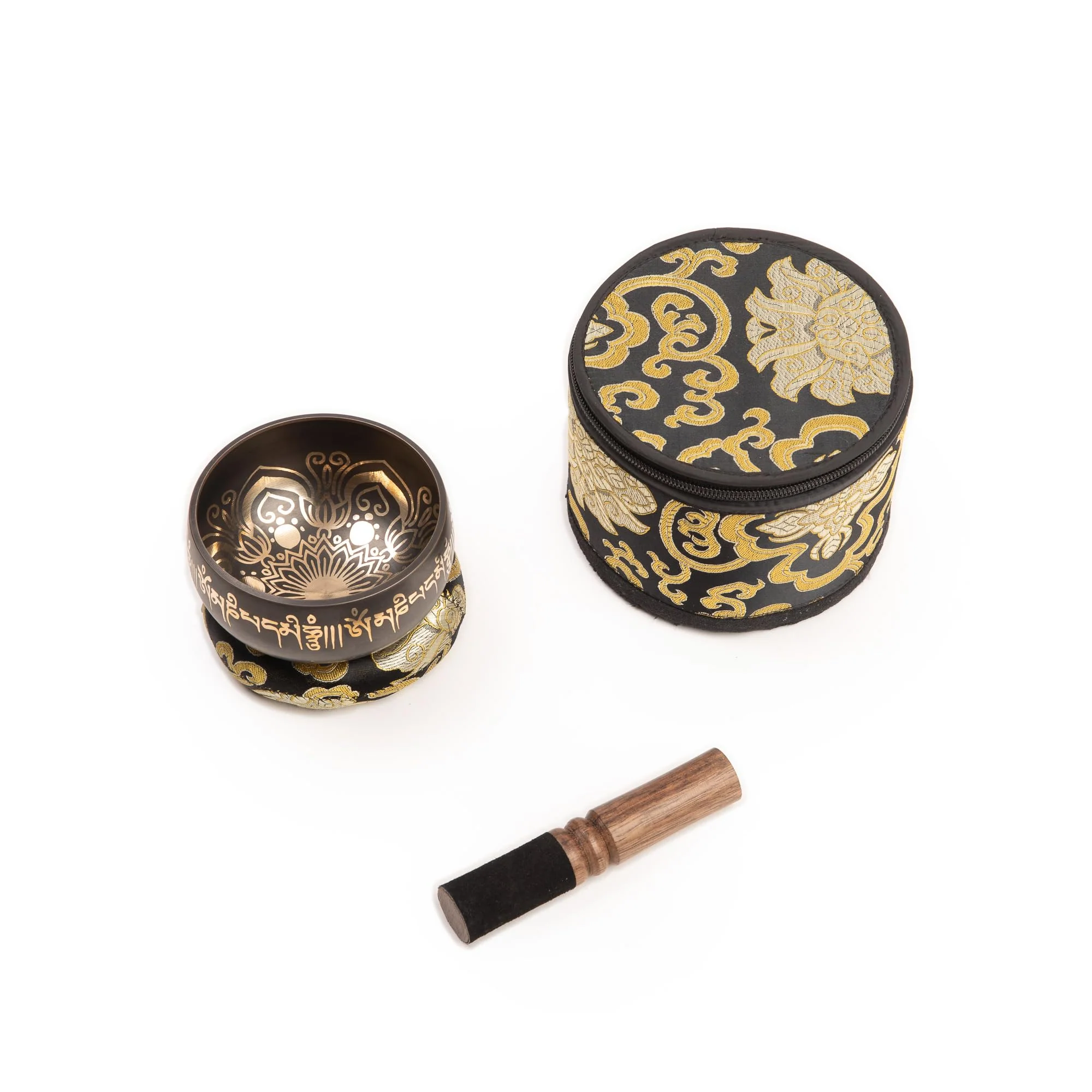 Tibetan Singing Bowl Set - 4" Easy To Play Authentic Handmade For Meditation Sound 7 Chakra Healing By HIMALAYAN BAZAAR (Black with Box, 4") - Image 4