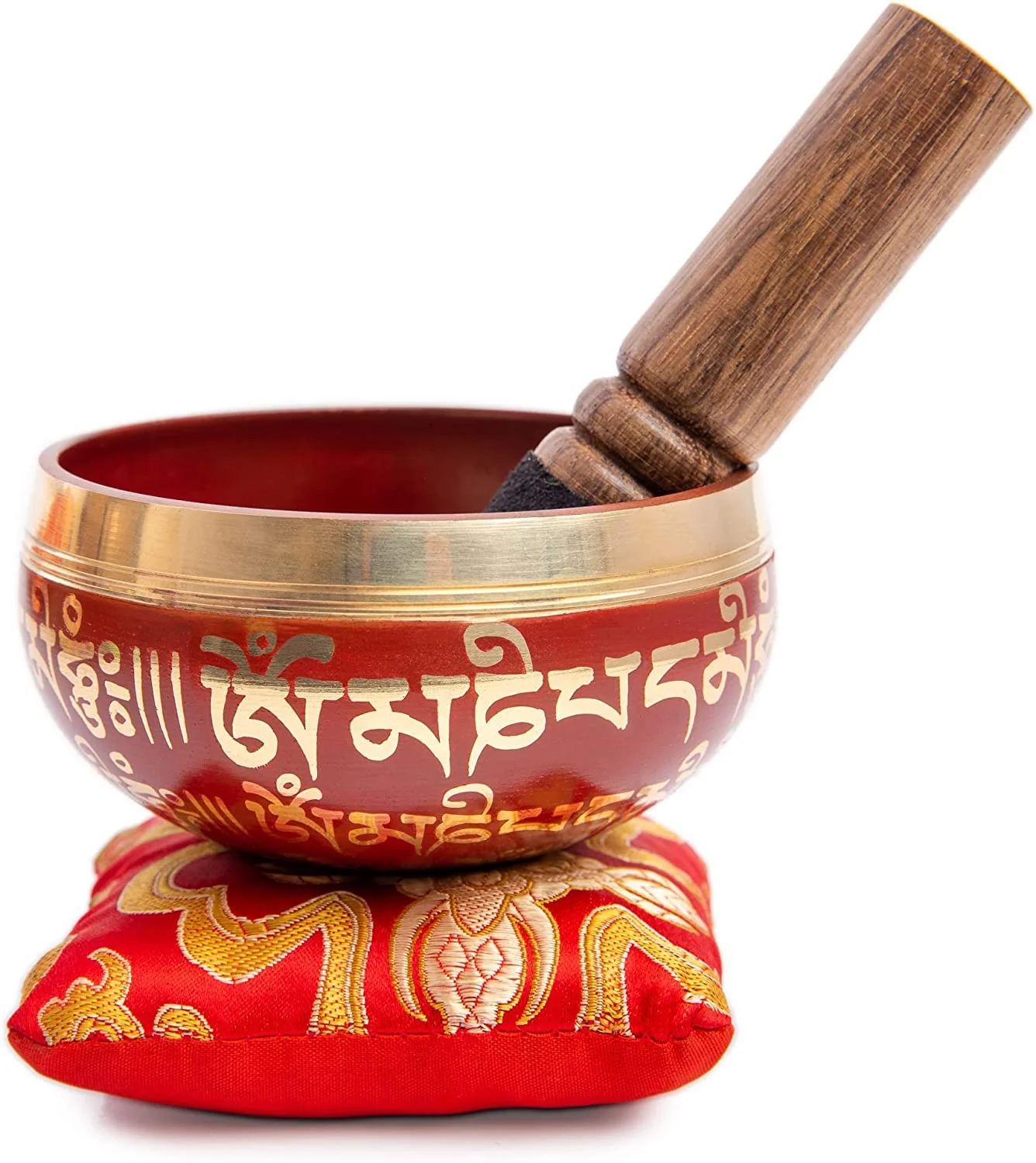 Tibetan Singing Bowl Set - Easy To Play for Beginners - Authentic Handcrafted Mindfulness Meditation Holistic Sound 7 Chakra Healing Gift by Himalayan Bazaar (Crimson) Crimson Red - Image 7