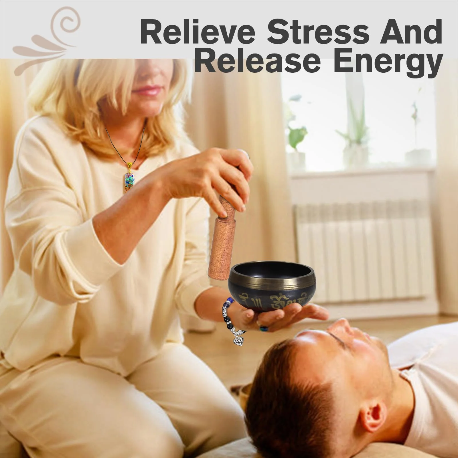 Tibetan Singing Bowl Set, Pure Timbre - Pure and ethereal, Chakra Sound Healing, for Meditation balancing Mindfulness and Stress Relief, Unique Spiritual Gifts for Women and Men (Brass, 3.2-4 inch) - Image 3