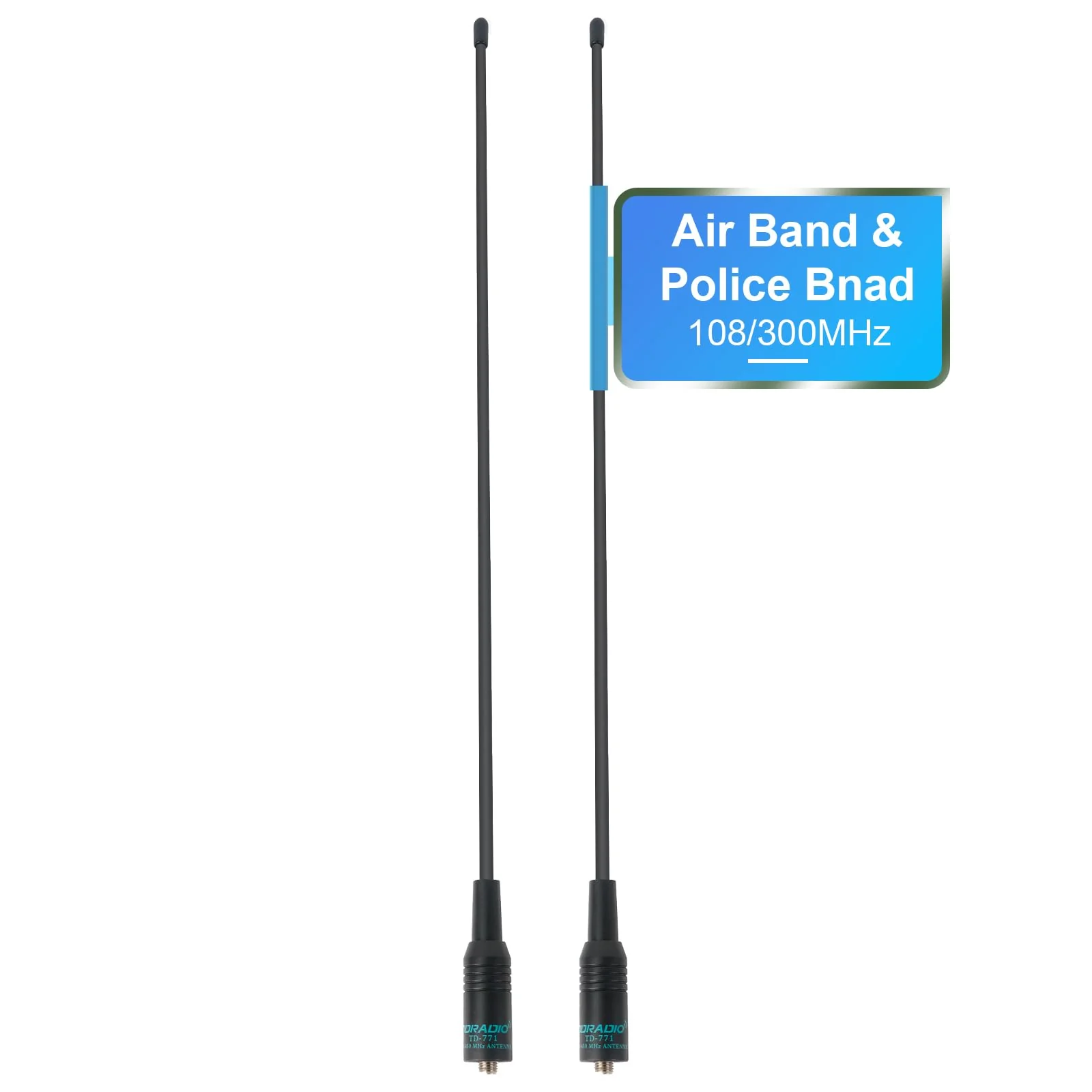 TIDRADIO Air Band Antenna &Police Band (2 Pack, 120/300MHz), for BAOFENG 5RM 5RX A36Plus UV-K5 TD-H3 Ham GMRS Radio Walkie Talkie, SMA-F 2Pack (Air band 15.15" 120/300MHz)