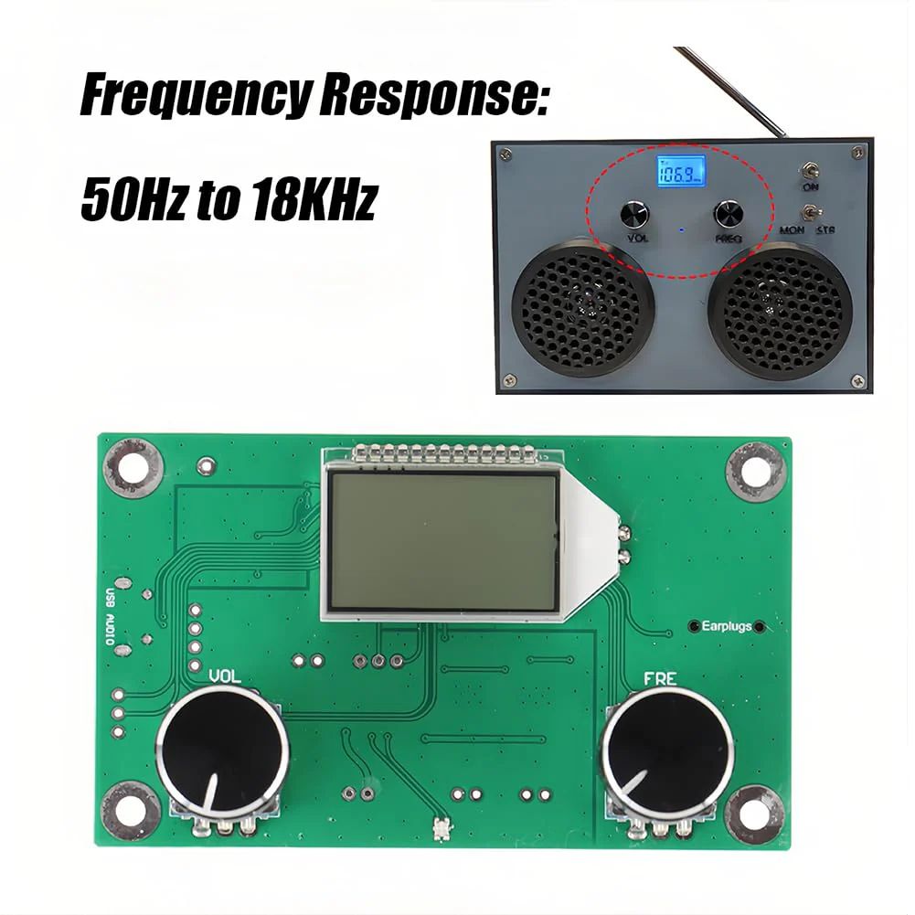 Tiiyee Digital FM Receiver Module, Radio Receiver Module DC 3V to 5V Stereo Adjustable Frequency Modulation Wireless for Receive DSP PLL 76MHz to 108MHz Support Serial Port Control DIY LCD Display - Image 3