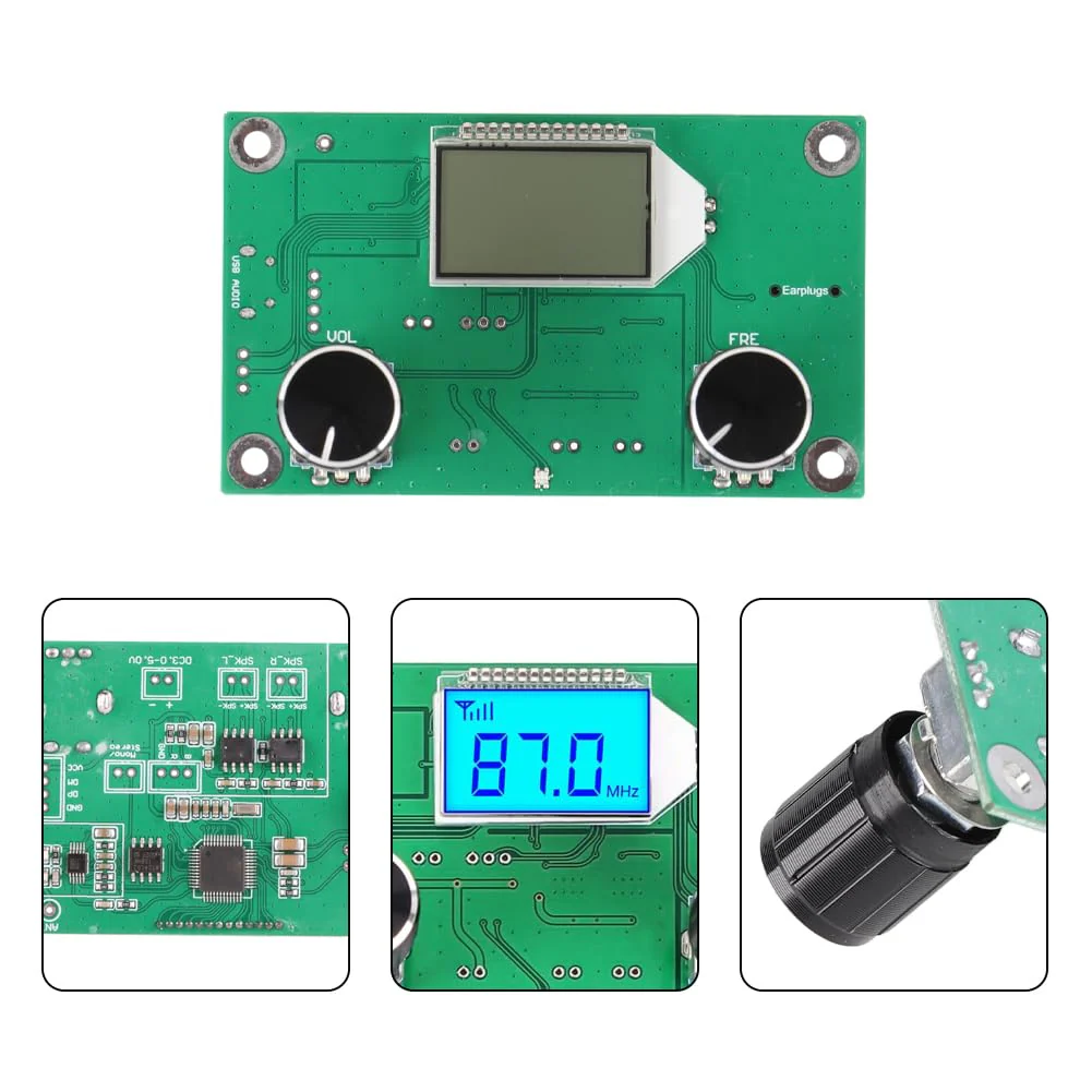 Tiiyee Digital FM Receiver Module, Radio Receiver Module DC 3V to 5V Stereo Adjustable Frequency Modulation Wireless for Receive DSP PLL 76MHz to 108MHz Support Serial Port Control DIY LCD Display - Image 6