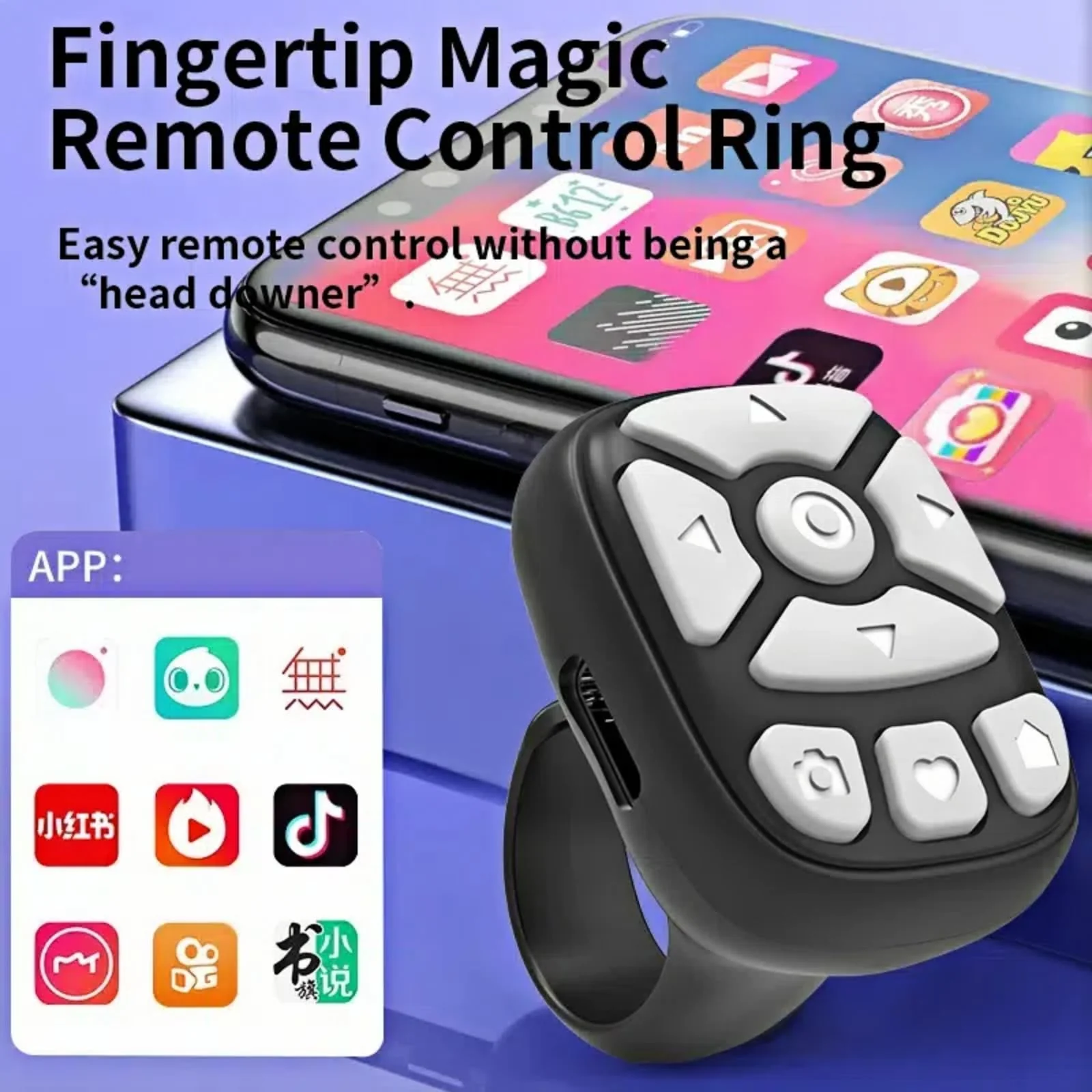 TikTok Scrolling Ring,fingertip Wireless Bluetooth Remote Control,Wireless Bluetooth Remote Control, Video Scrolling Ring Remote Control Bluetooth Ring Scroller, Scrolling Rings Rechargeable (Pink) Pink - Image 6
