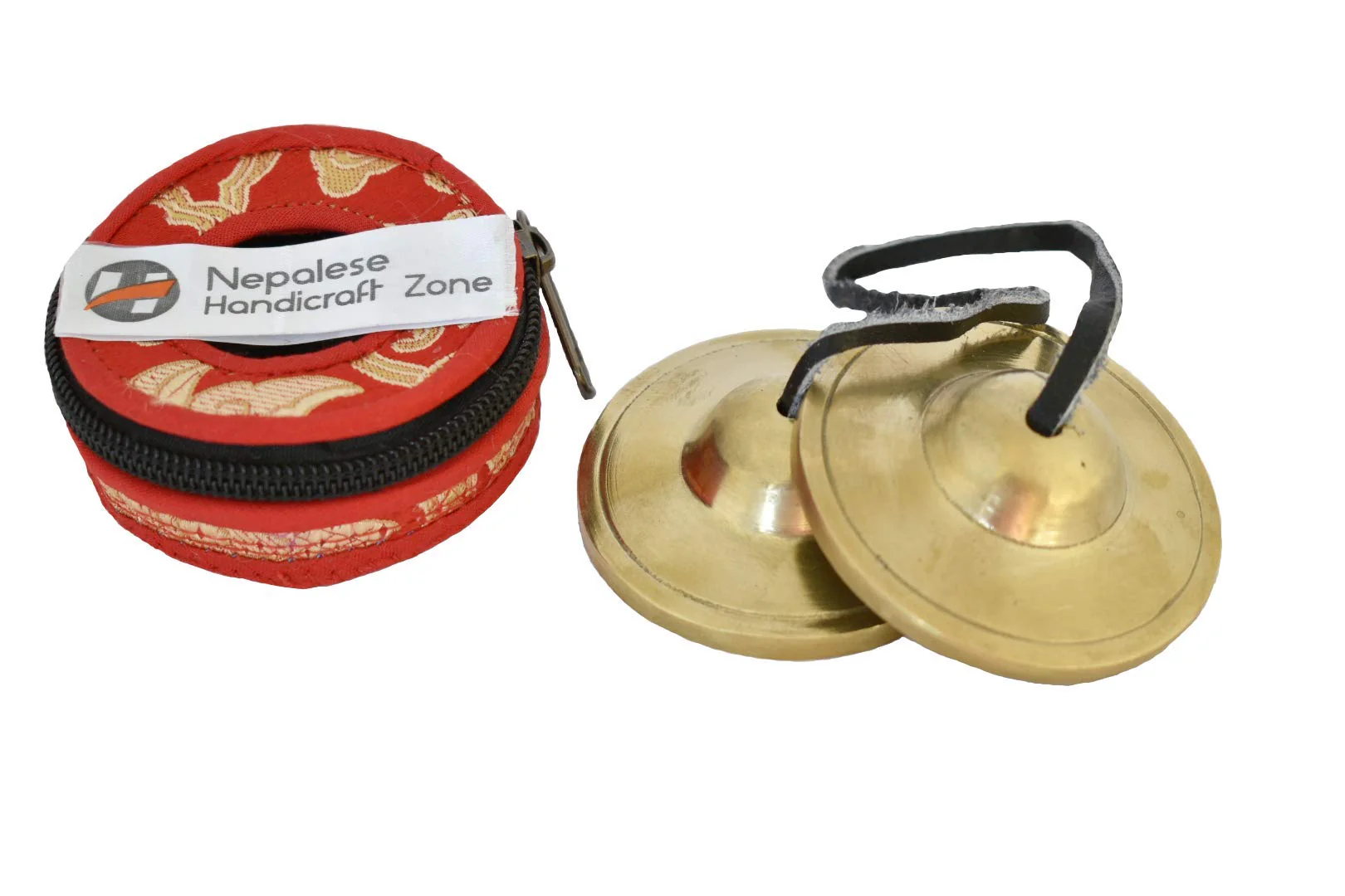 Tingsha/Tibetan Meditation Bell/Finger Cymbals with free Silk Case by Nepalese Handicraft Zone (Plain Golden) Plain Golden