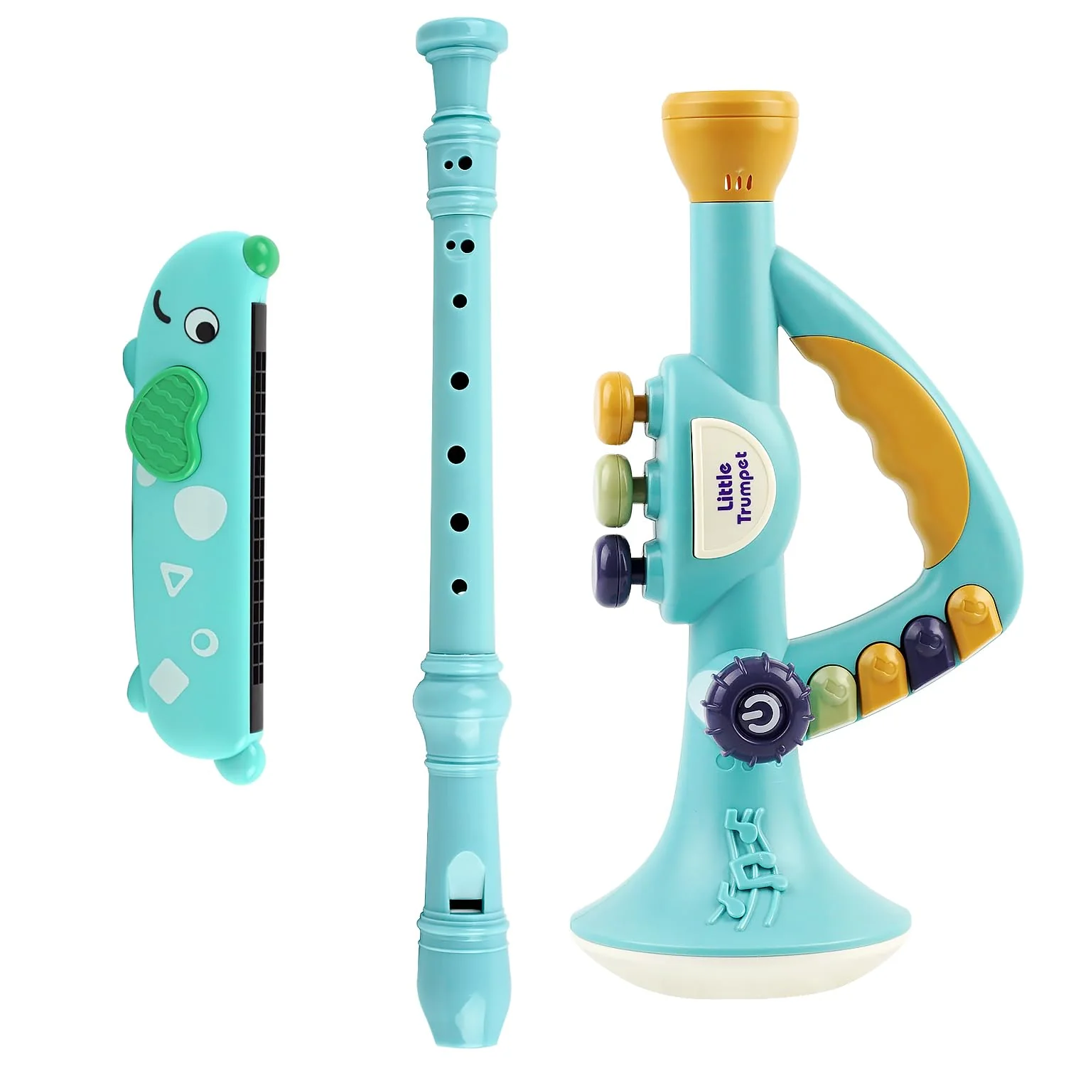 Toddler Musical Instruments Toy, Trumpet, Harmonica, Recorder Flute for Kids Baby, Musical Toys Set for Children Boys Girls Ages 2 3 4 5