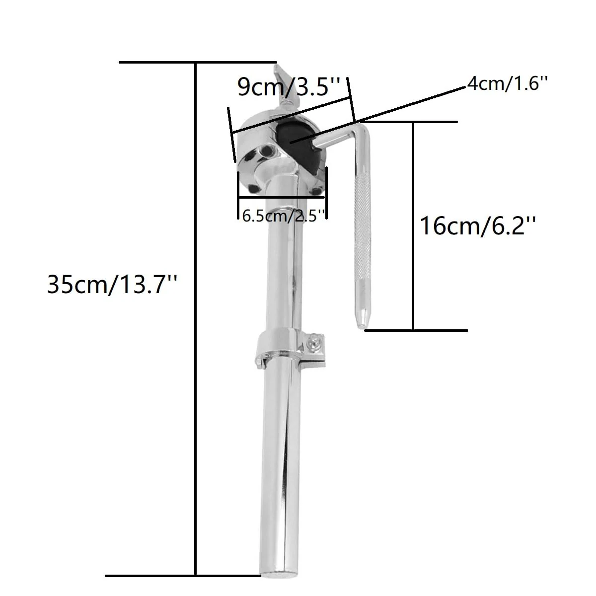 Tom Drum Mount Bracket Single Tom Holder Stand for Jazz Drum Set, L-Rod Long Tom Arm Ball Clamp Mount Tom Drum Holder Drum Arm Stand Rack Mount Percussion Drum Set Hardware - Image 5