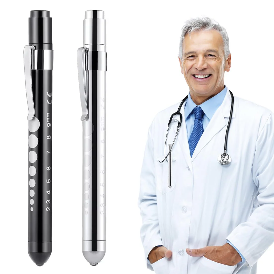 Tomedeks 2 Items Nurse Accessories Pupil Light Pupil Lamp Diagnostic Light Nurse Emergency Service Accessories with Pupil Meter and Ruler
