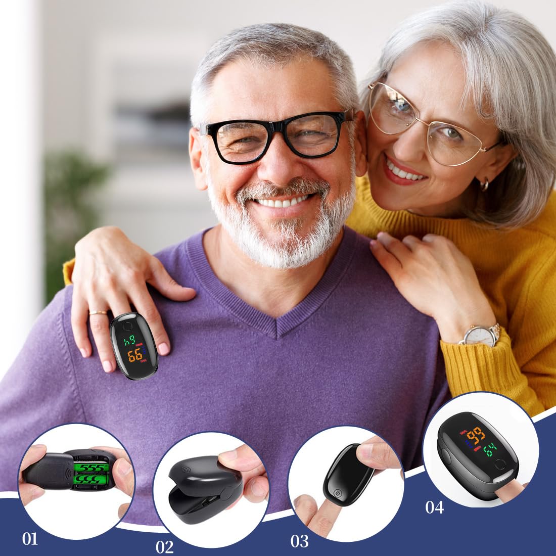 Tomedeks Pulse Oximeter Oxygen Saturation Meter Finger Pulse Oximeter, Blood Oxygen Saturation, Blood Oxygen Monitoring for Adults - Image 5