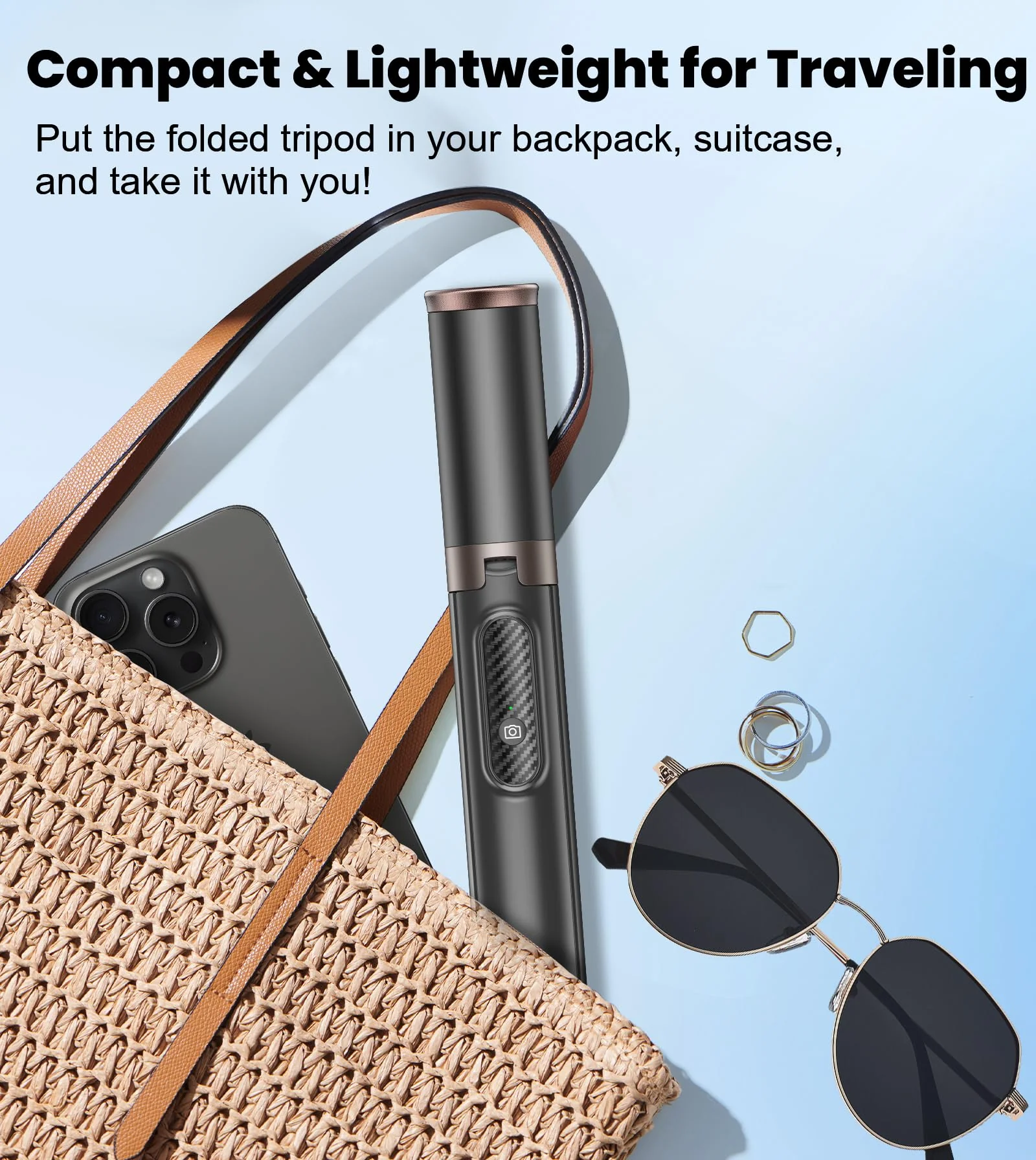 TONEOF Upgraded 60" Selfie Stick Tripod,All-in-1 Extendable Cell Phone Tripod Stand with Integrated Remote,360° Rotate Lightweight & Portable Tripod for 4-7 Inch iPhone Android/Video Recording/Travel - Image 8