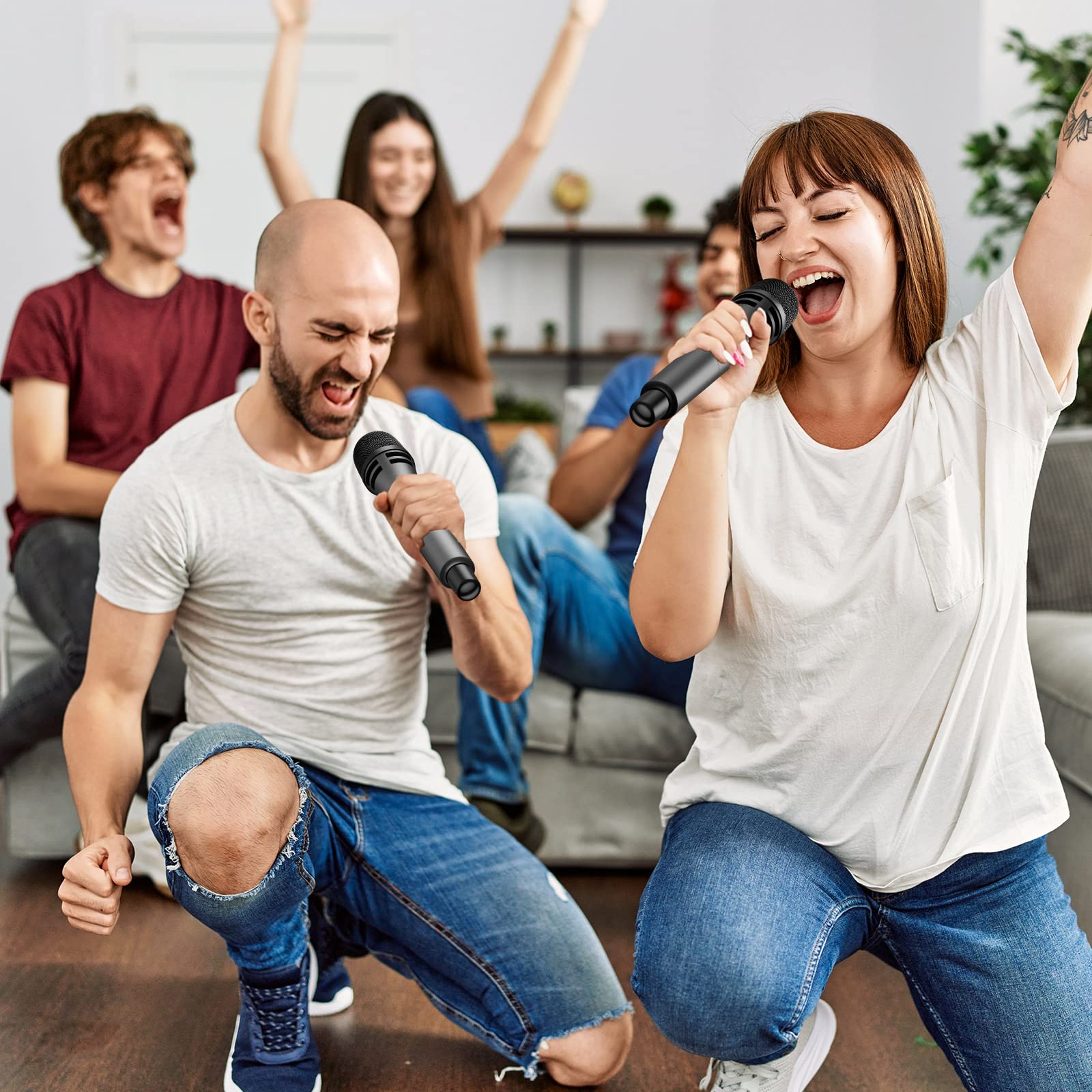 TONOR Wireless Microphones, Dual UHF Karaoke Microphone System, Microfonos Inalambricos with Rechargeable Receiver, Cordless Dynamic Mics Set for Singing, Wedding, Party, 60 m/200ft TW320, 2 Mics Grey - Image 8