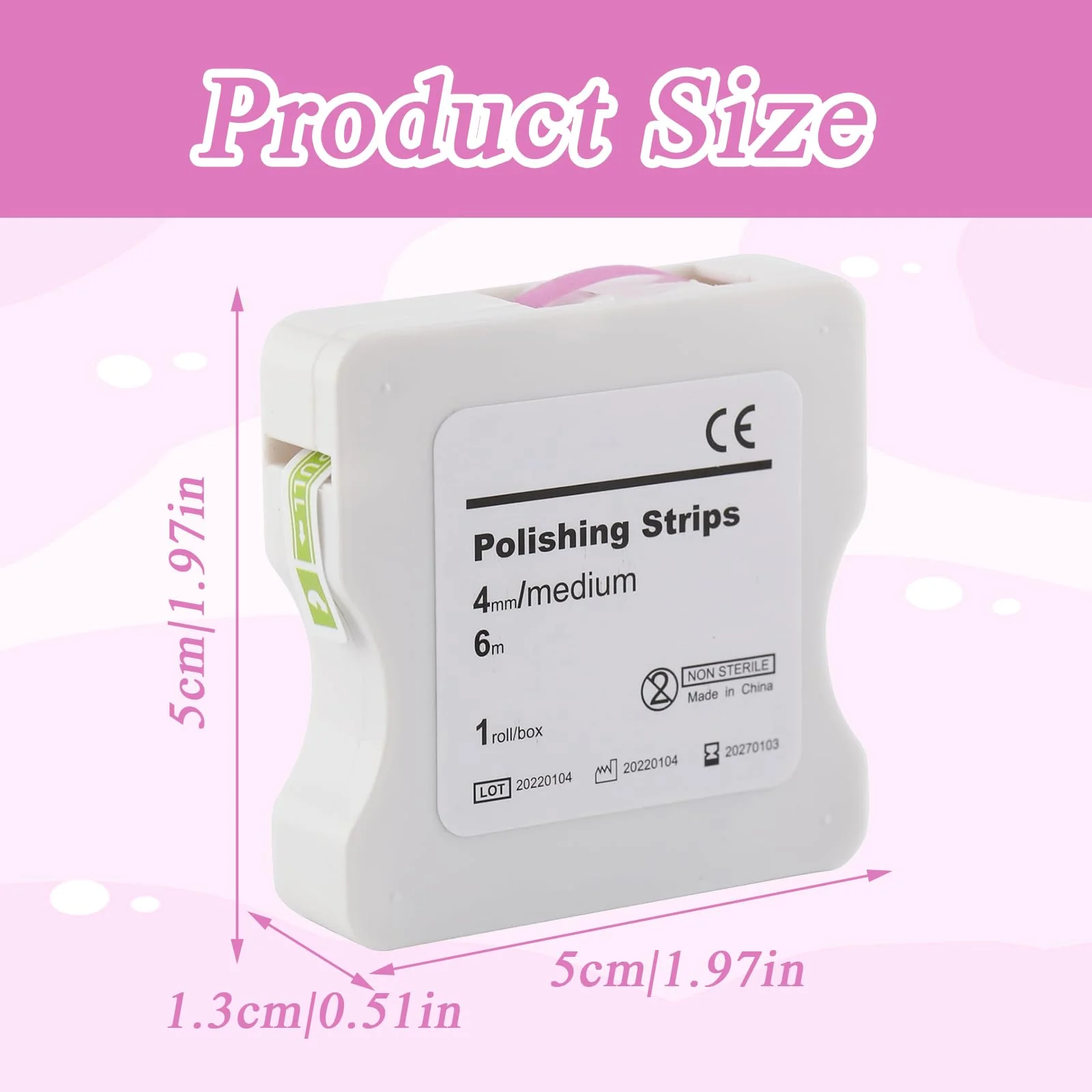 Tooth Sandpaper, Portable Tooth Sandpaper, 4 mm Width, 6 m/Rolls/Box, Polishing Strips, Interdental Sandpaper, Interdental Sanding Tools for Polishing Teeth (Pink) - Image 2