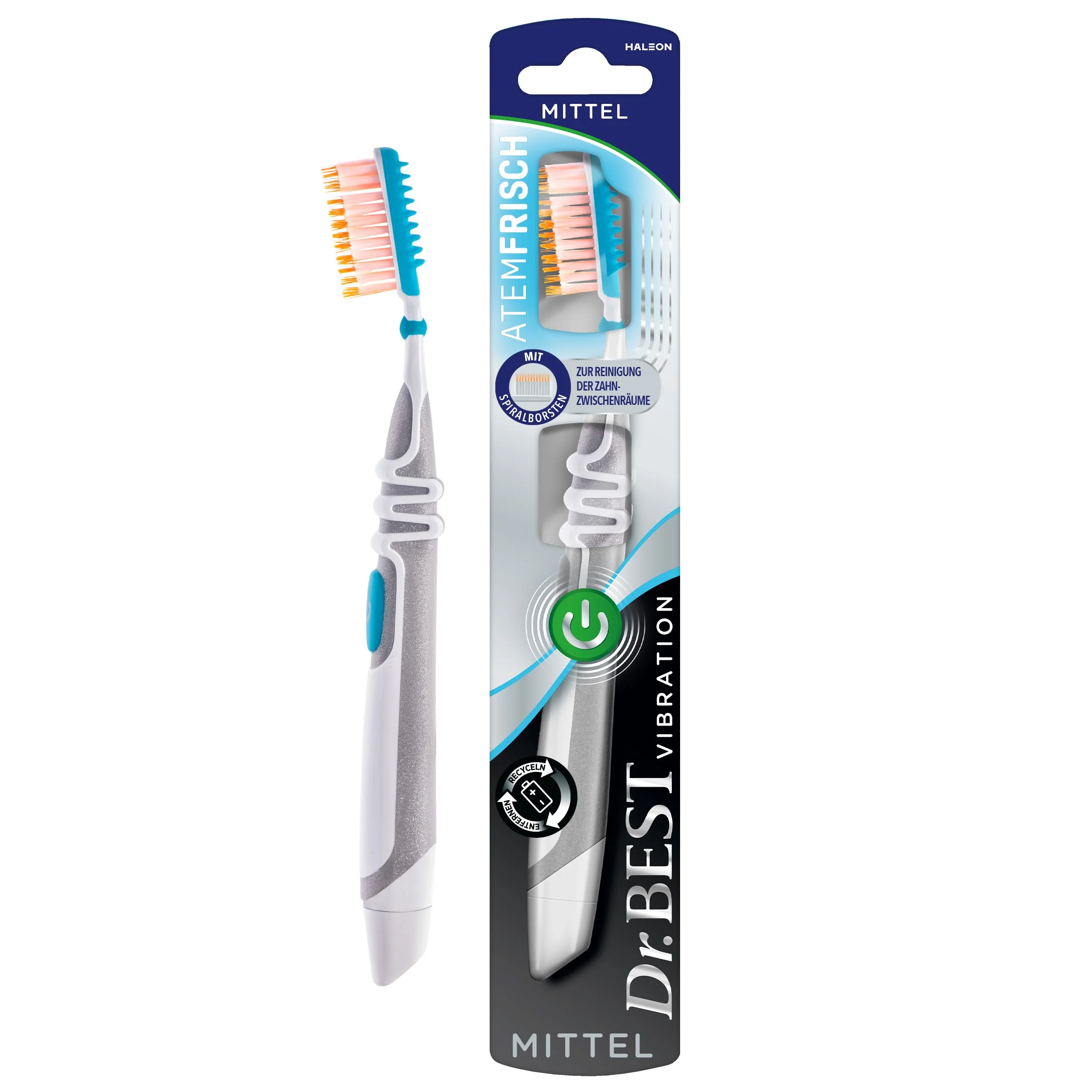 Toothbrush - Dr.BEST Vibration Breath-Fresh, Medium (Pack of 1), for up to 50% Better Accessibility Between Teeth 1 stück (1er Pack)