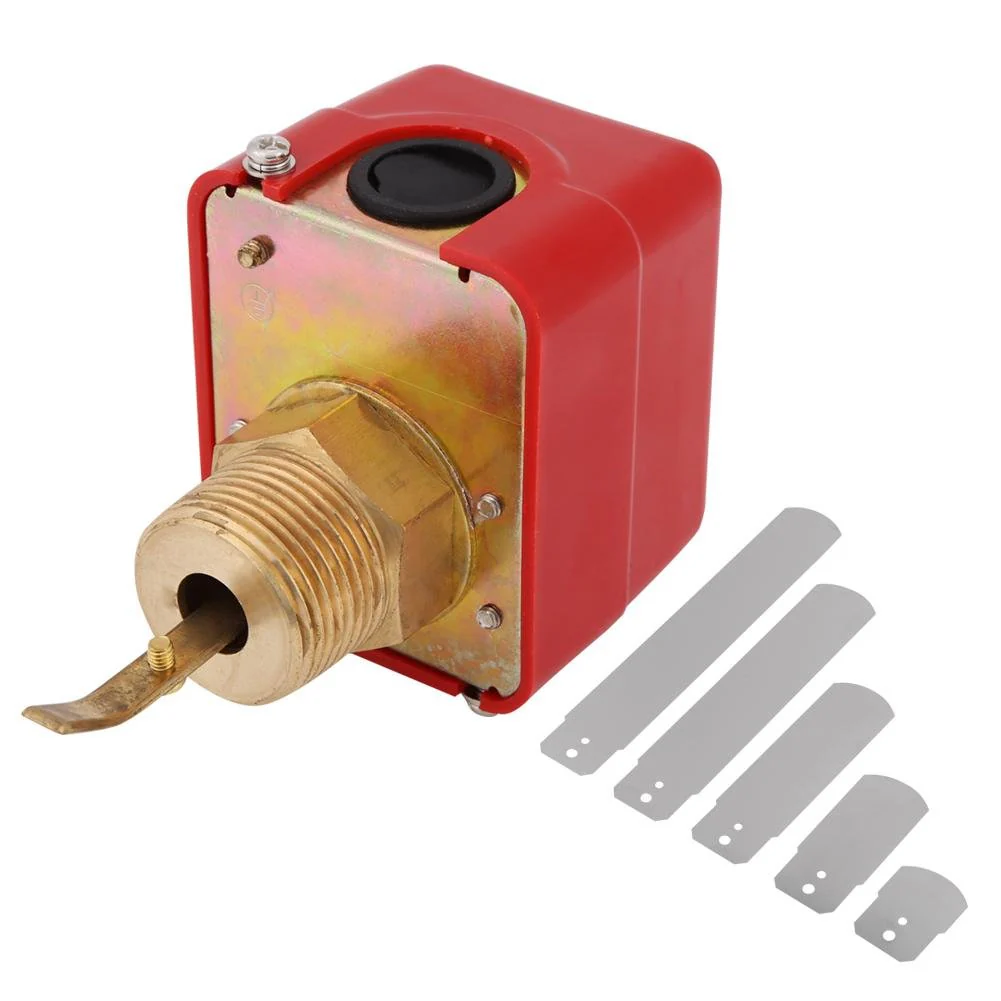 TOPINCN 10 Bar Brass Water Flow Switch Paddle Control Brass Construction Water Flow Restrictor Regulator Npt Thread Connection Red Ac250V