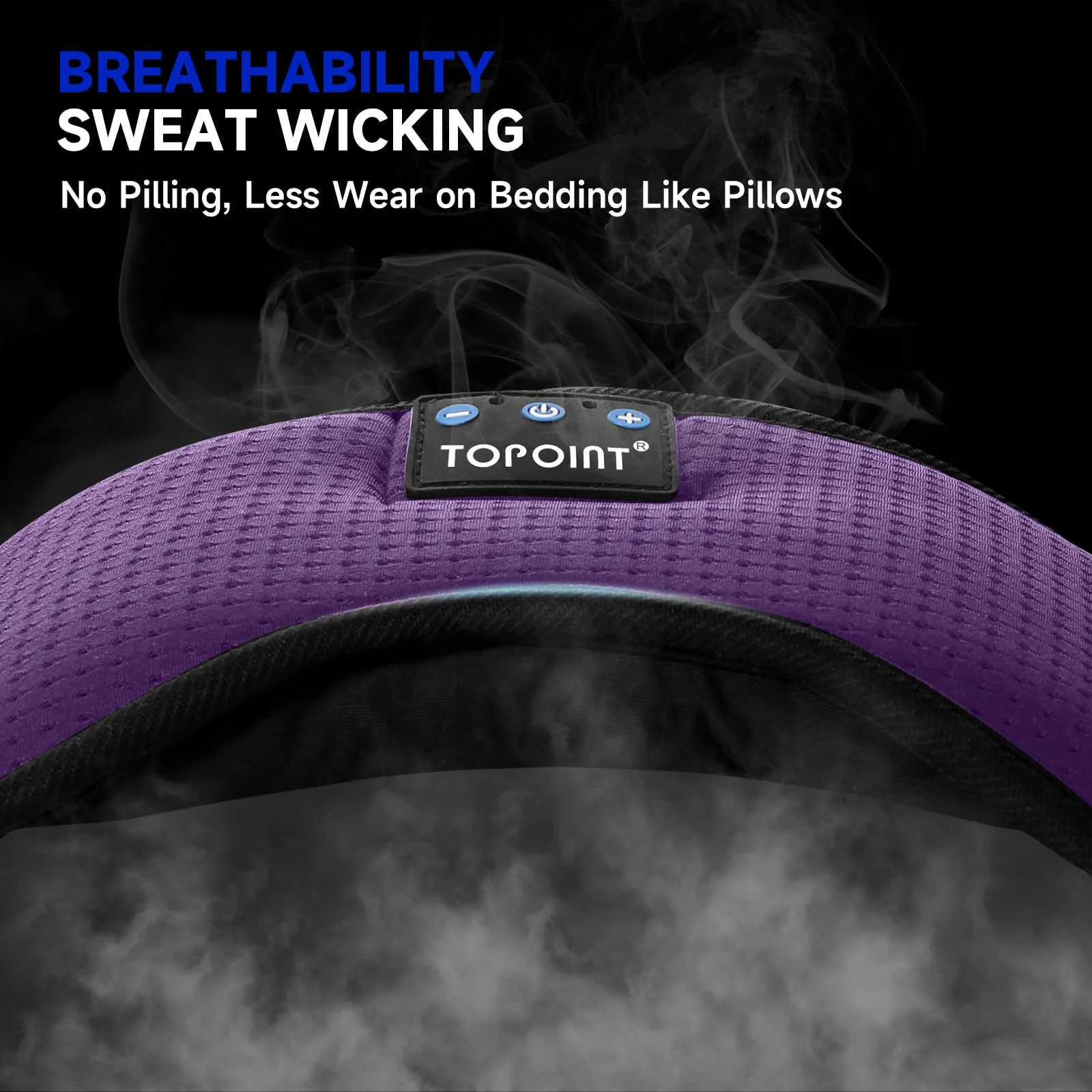 TOPOINT Sleep Mask Headphones Bluetooth Wireless 5.4, Breathable Cotton Eye Mask for Sleeping Side Sleepers Travel Music Headsets with Microphone Handsfree Men Women Deep Purple - Image 5