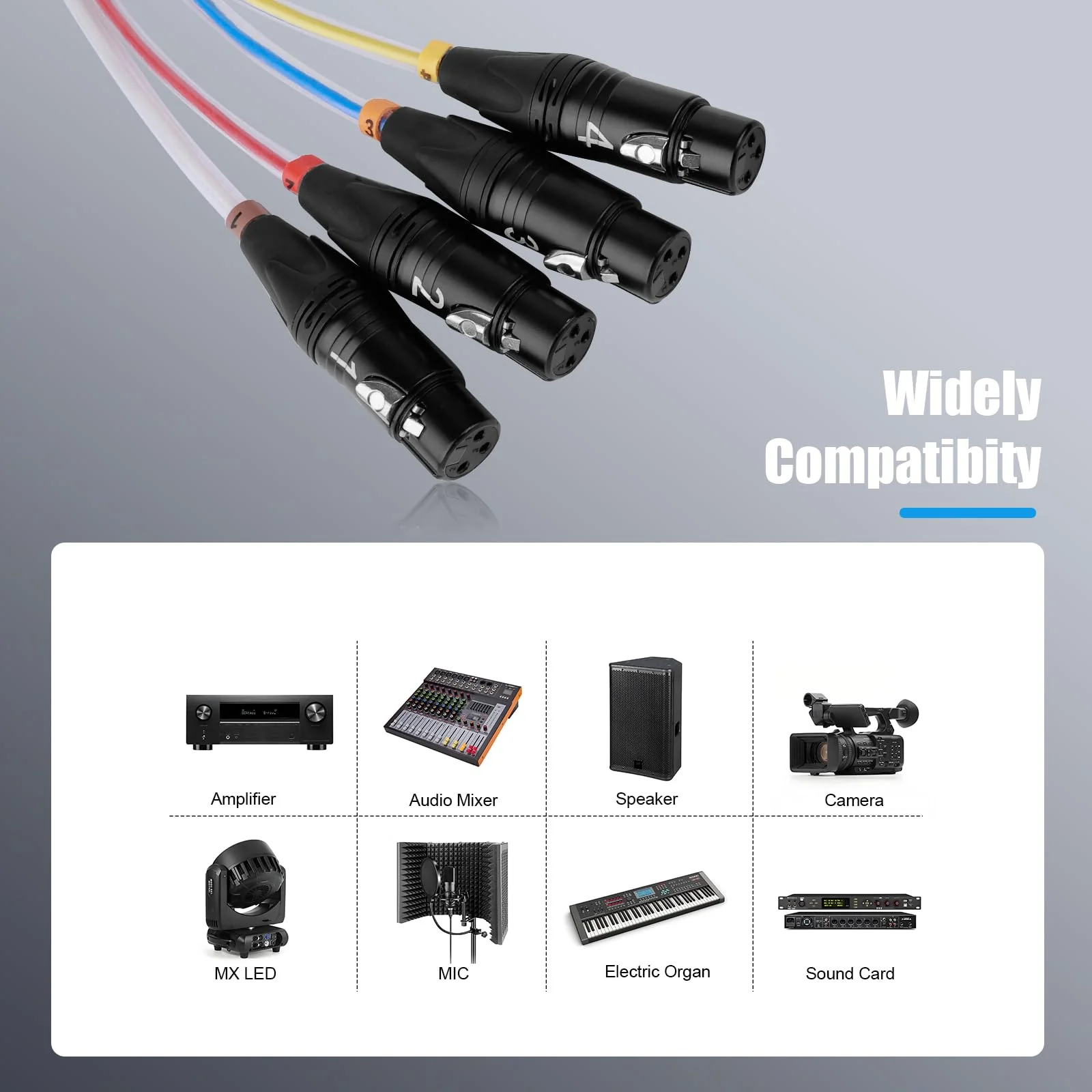 Toronce 4 Channel Professional Multi-Media Snake Cable 4 Pairs Male to Female 3 Pin XLR Balanced Audio Extension Cable (10Feet) 4-Channel _10t - Image 3