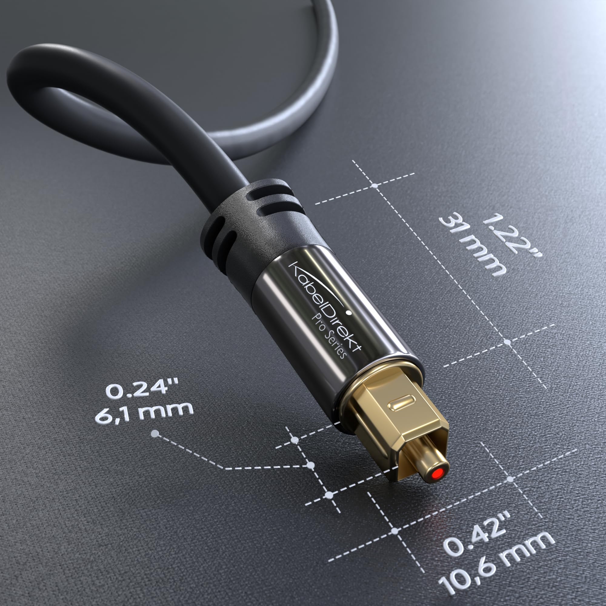 TOSLINK – Optical Audio Cable – 25ft – Designed in Germany – Fiber Optic Cable for Soundbar, SPDIF Digital Optical Audio Cord – for Sound Bars, Stereo Systems, amps, Xbox One or PS4 – by CableDirect 25 ft - Image 7