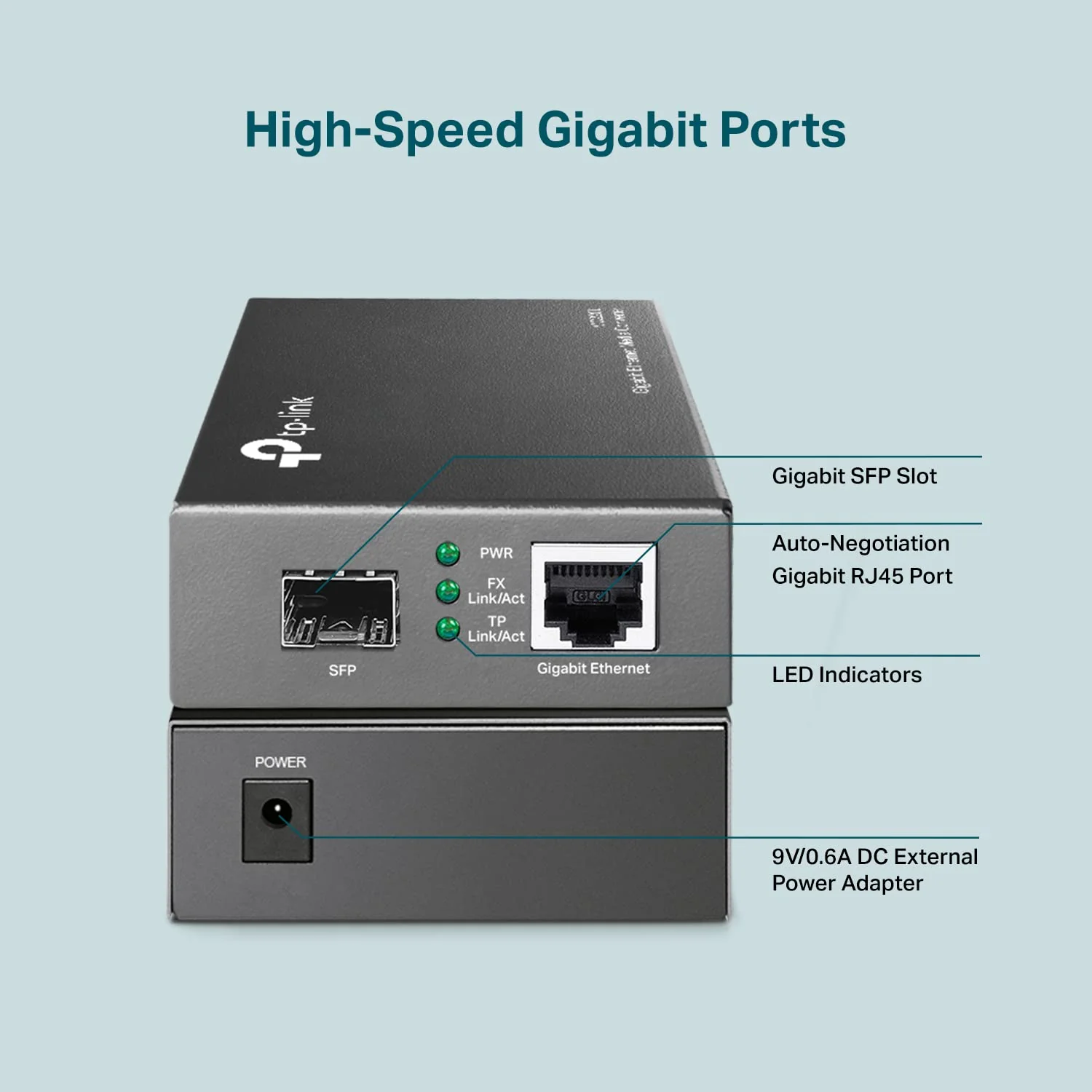 TP-Link MC220L | Gigabit SFP to RJ45 Fiber Media Converter | Fiber to Ethernet Converter | Plug and Play | Durable Metal Casing | Versatile Compatibility | Auto-Negotiation | UL Certified Grey - Image 3