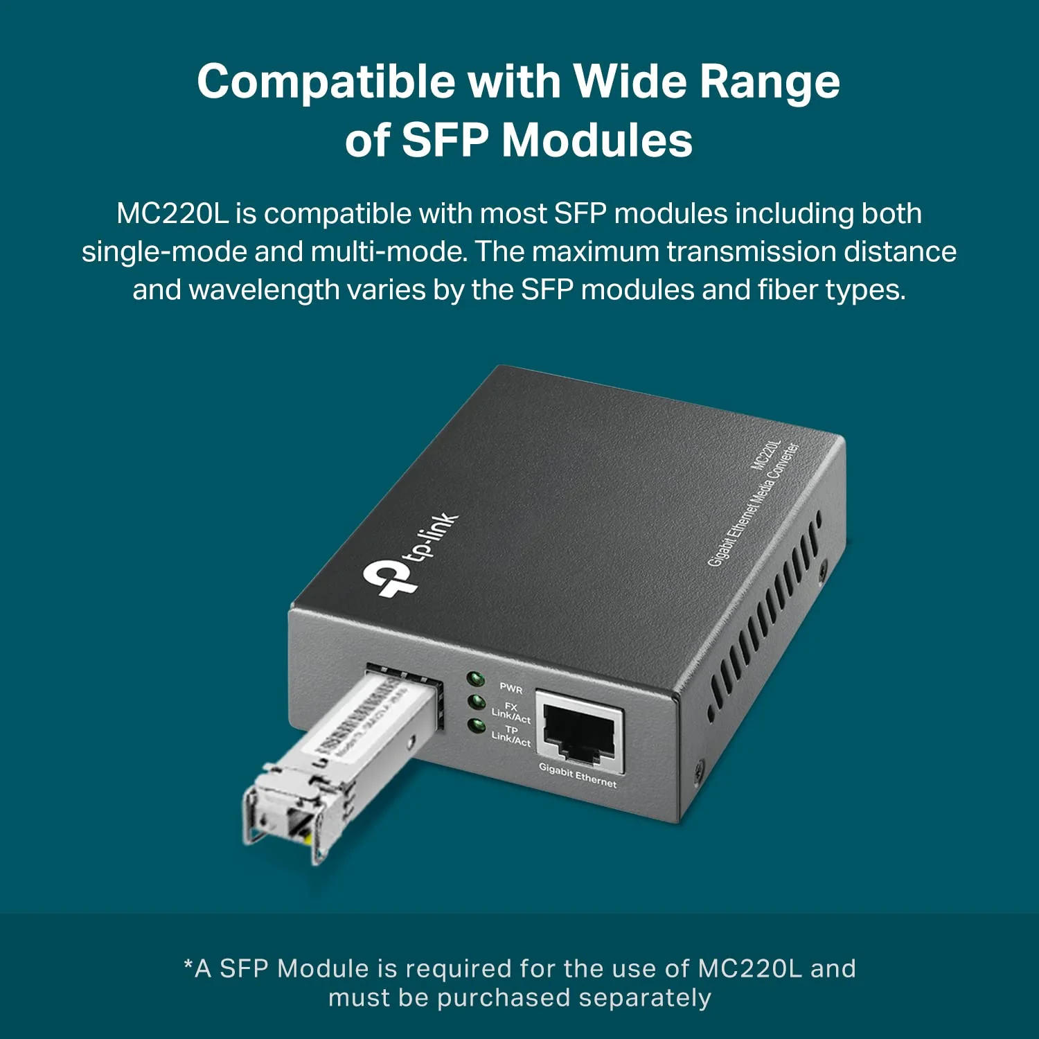 TP-Link MC220L | Gigabit SFP to RJ45 Fiber Media Converter | Fiber to Ethernet Converter | Plug and Play | Durable Metal Casing | Versatile Compatibility | Auto-Negotiation | UL Certified Grey - Image 6