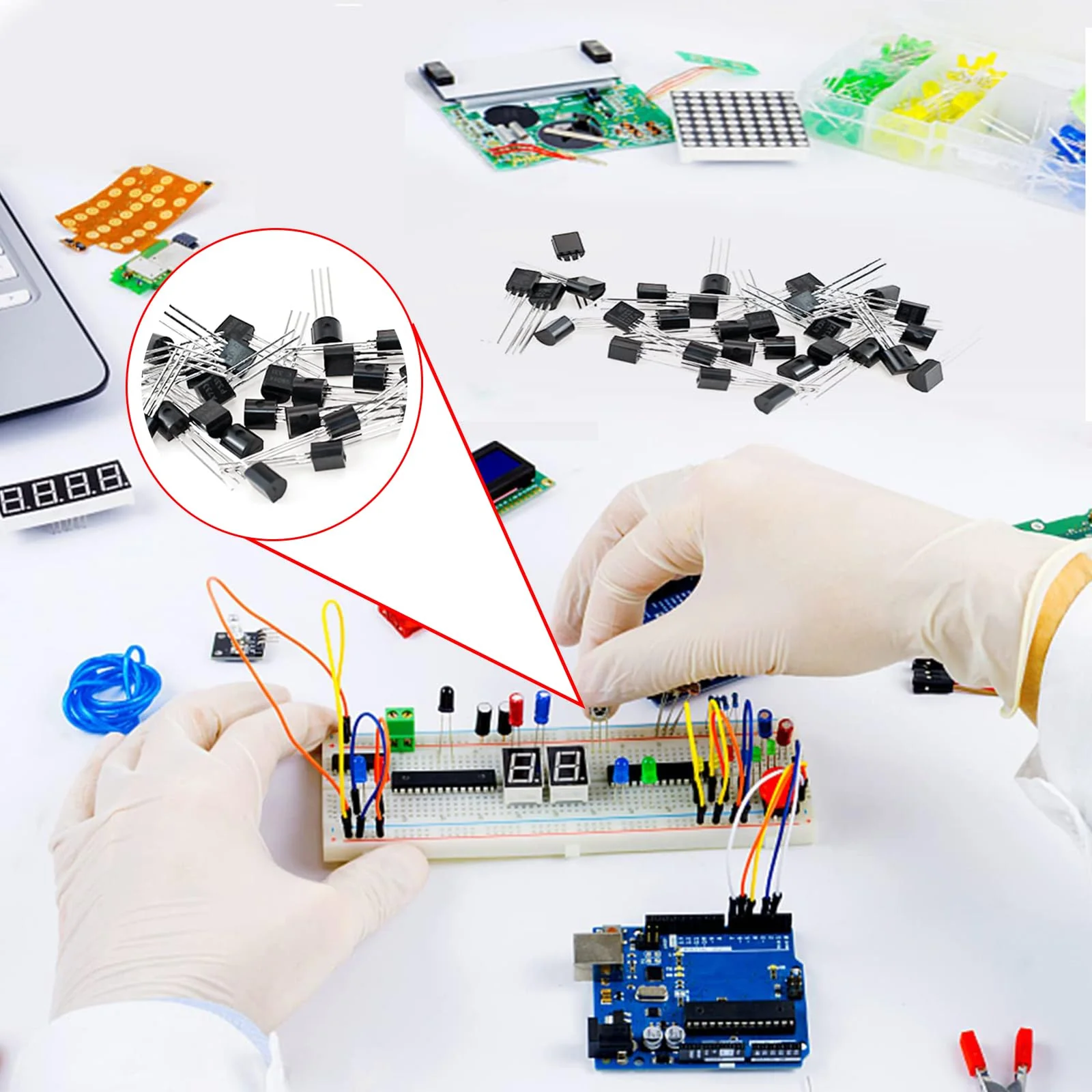 Transistor Assortment Kit 24 Values 480pcs PNP NPN Transistors S9012 S9013 S9017 S9015 S9018 2N2222 S8050 S8550 SS8050 SS8550 2N5551 2N 5401 2N3904 2N3906 C1815 A1015 C945 A733 A42 A92 BC547 BC548 - Image 4