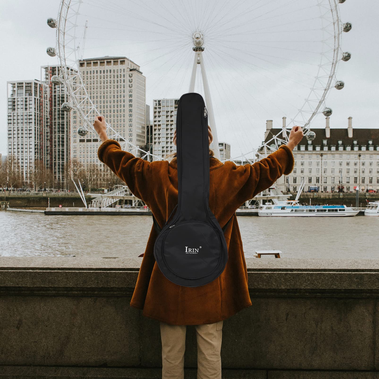 Travel Backpack Bag Padded Storage Resonator Black Resistant Accessories Banjo Back Bag Practical -resistant Full Size Pouch Case Banjos Gig Convenient - Xxcm Five Black Backpack - Image 5