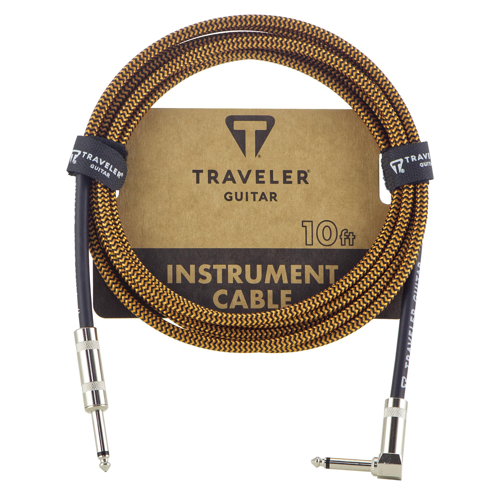 Traveler Guitar 10ft. Instrument Cable, Braided, Straight/Angled - Black/Rust Black / Rust
