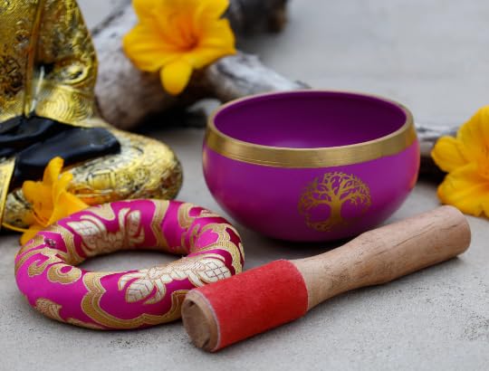 Tree Of Life Singing Bowl Complete Set ~ For Meditation, Yoga, Spiritual Healing and Mindfulness (Pink) Pink - Image 2