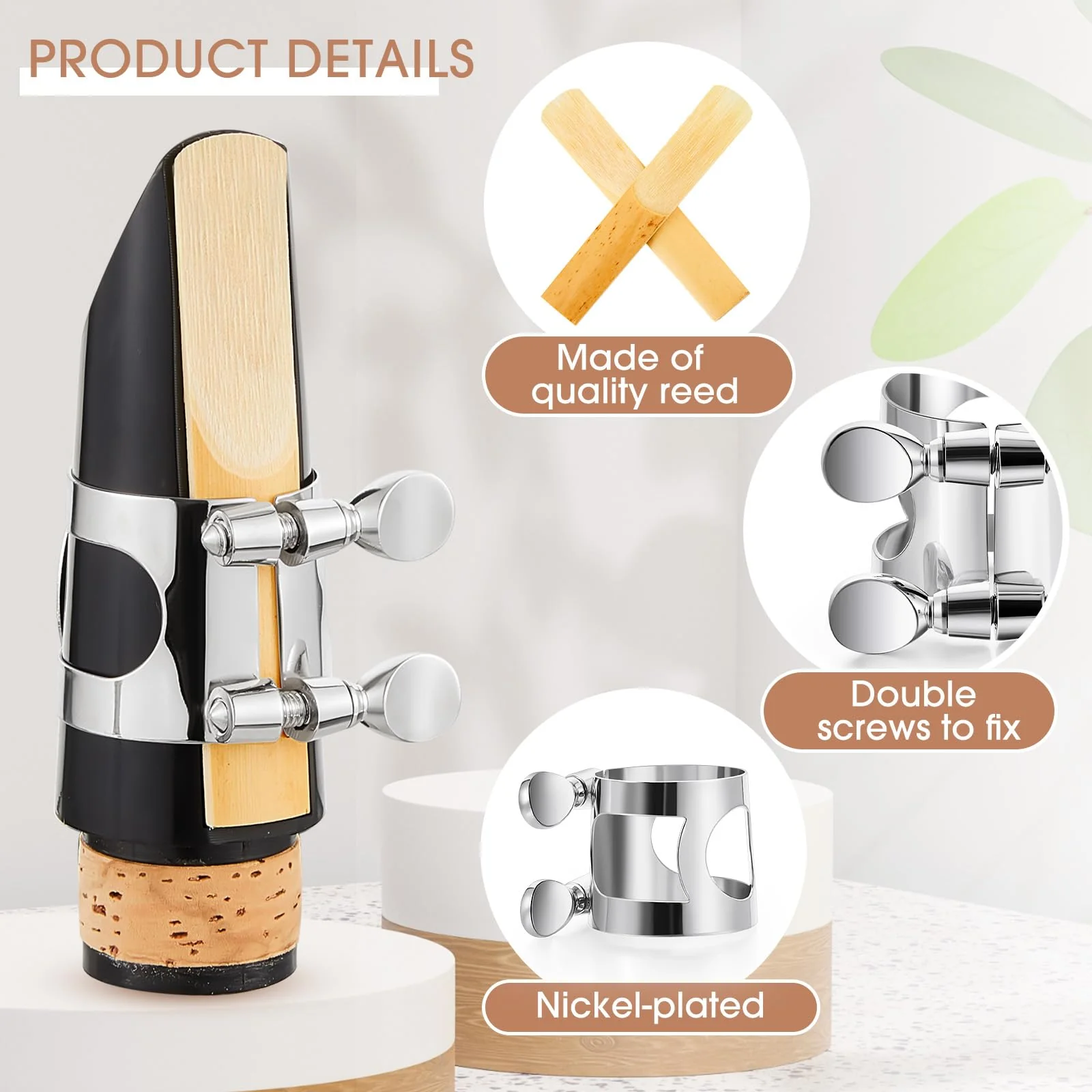 Treela Clarinet Ligature with 20 Pcs Clarinet Reeds 2.5 Bb Clarinet Ligature with Adjustable Screws Reeds for Clarinet Use Replacement Supply, Mouthpiece Not Included - Image 3