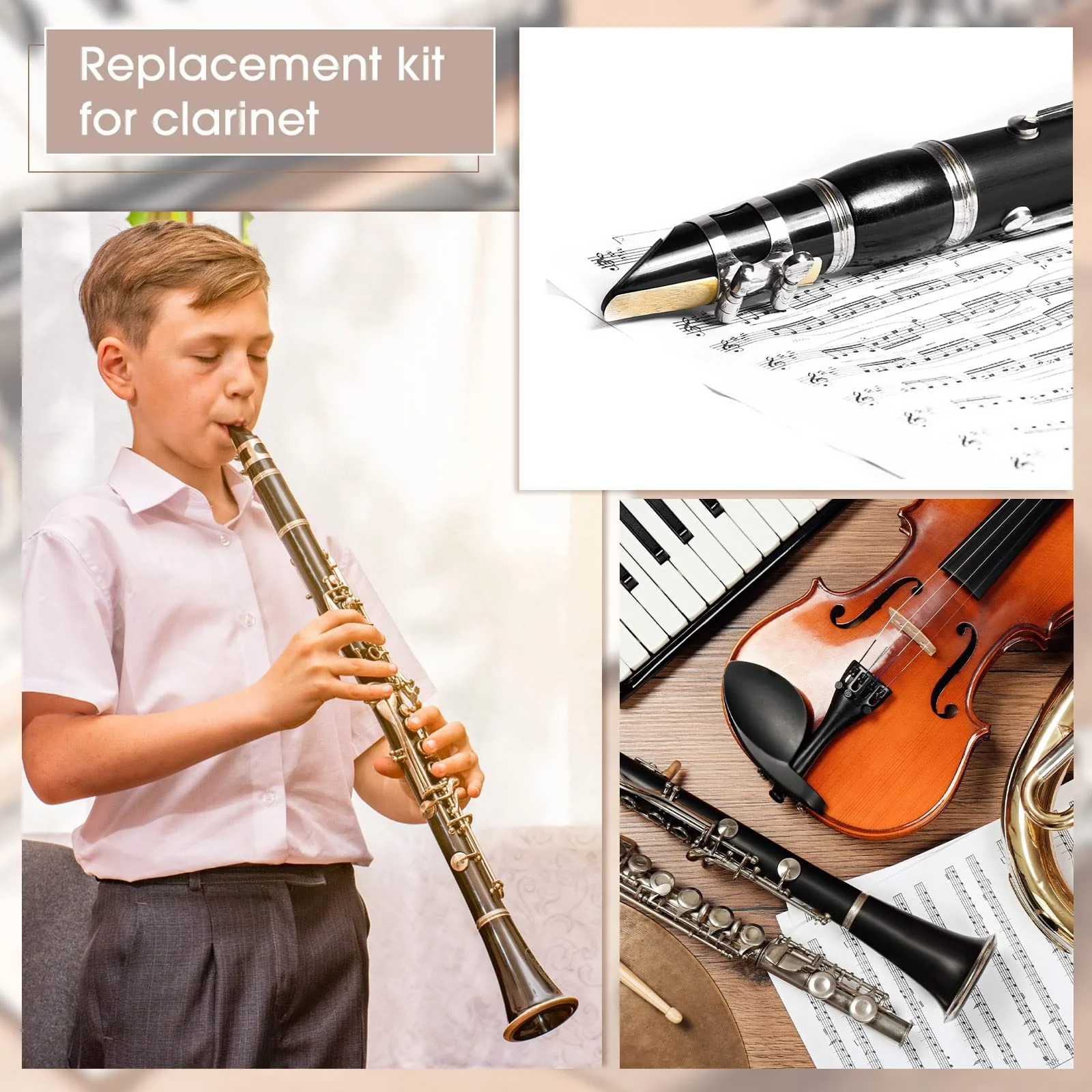 Treela Clarinet Ligature with 20 Pcs Clarinet Reeds 2.5 Bb Clarinet Ligature with Adjustable Screws Reeds for Clarinet Use Replacement Supply, Mouthpiece Not Included - Image 4