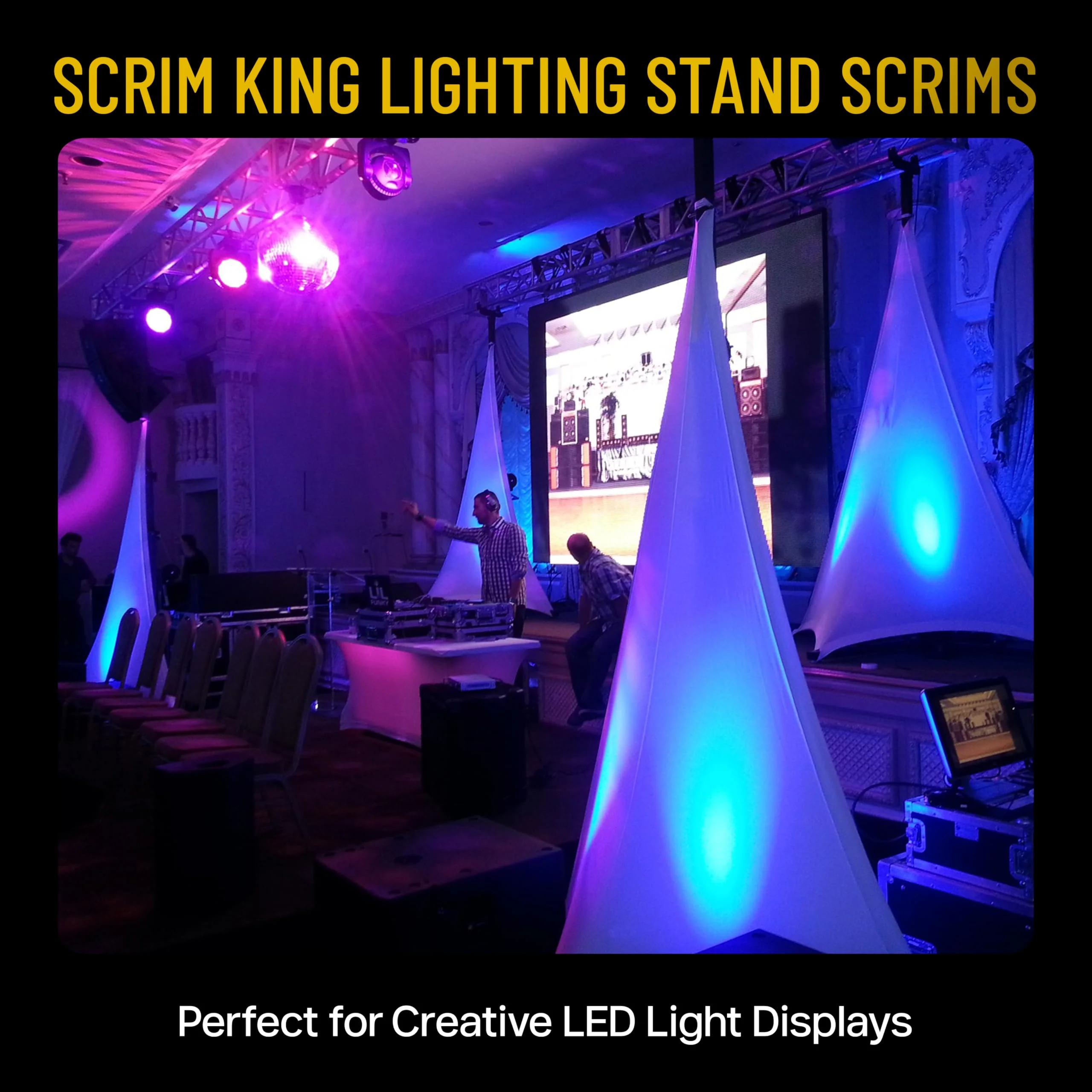 Tripod Lighting Stand Scrim with Open Back & Free Carry Bag for Event Lighting Outdoor, Concerts & Indoor Party Lights - Two-Sided, Heavy Duty, Flame Retardant & Wrinkle Free - White - Image 5