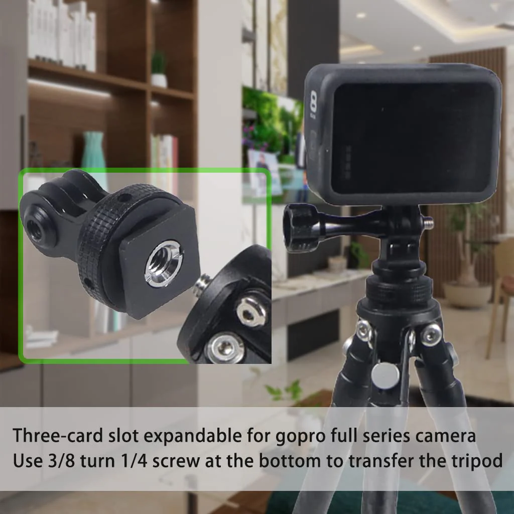 Tripod Screw to DSLR Camera Flash Cold Shoe Mount Adapter Compatible for GoPro 11/10/MAX/9/8/7/6/5/4/3+/3,DJI OSMO Action 2 3 - Image 4