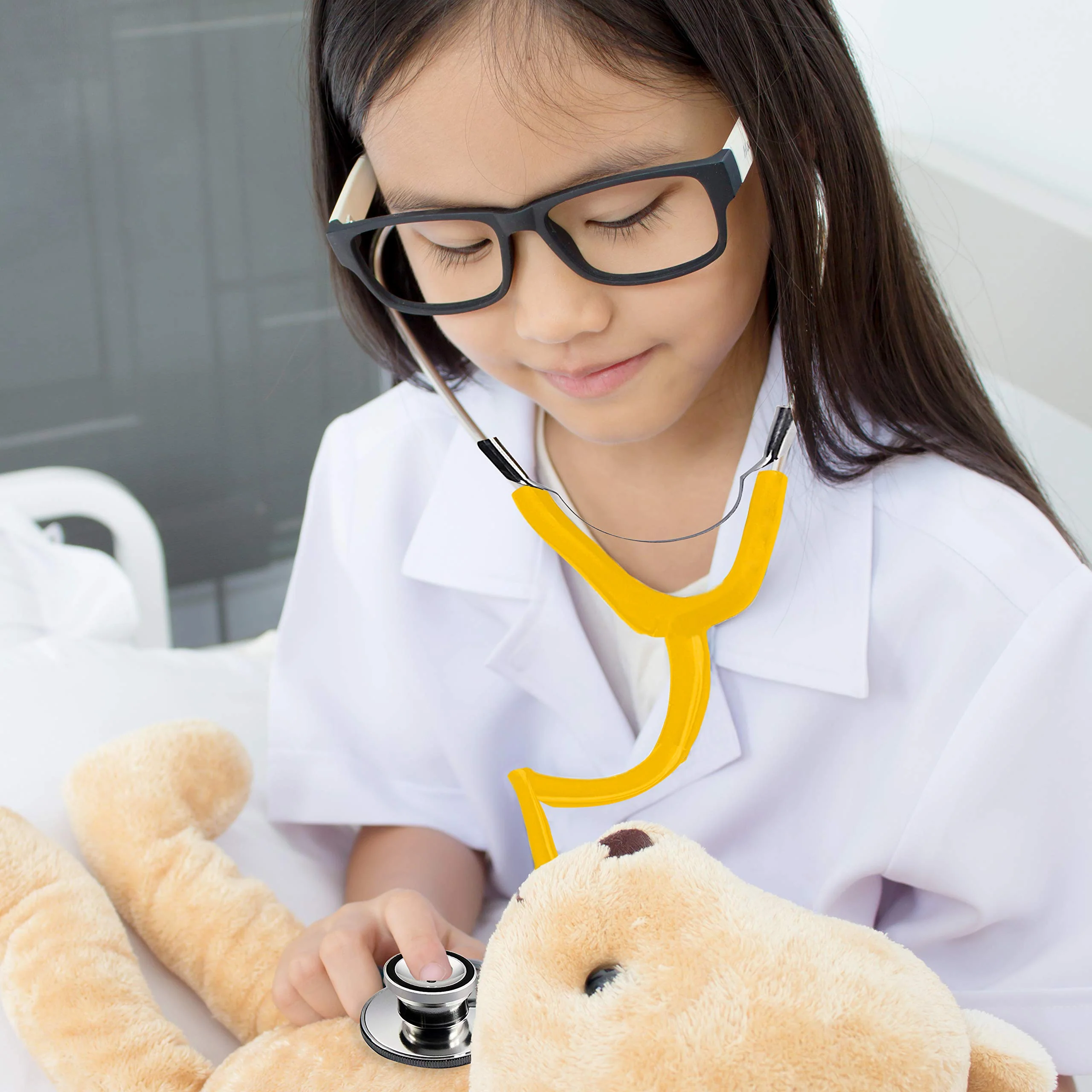 TRIXES Double Dual Headed Stethoscope for Nurses Vets Students Home Healthcare (Yellow) yellow - Image 5