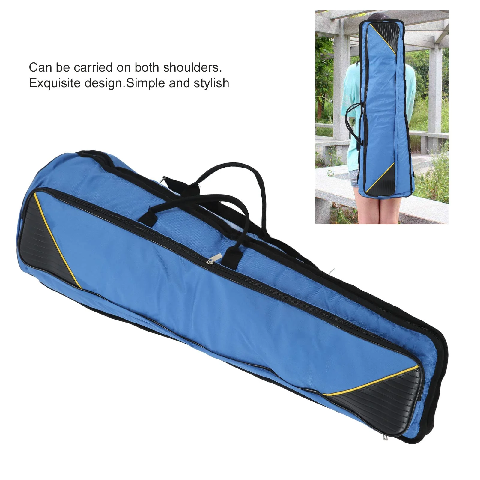 Trombone Gig Bag, Trombone Bag Oxford Cloth Water-resistant Tenor Trombones Gig Case Bags Musical Instrument Accessories(Blue) Blue - Image 5