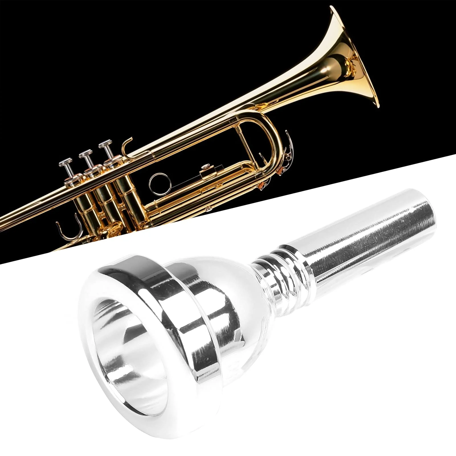 Trombone Mouthpiece, Brass Tenor Large Shank Trombone Mouthpiece Professonal Silver Plated Mouthpiece, 12.7mm 5G Trombone Accessory Replacement, TR‑03 (Silver) - Image 6