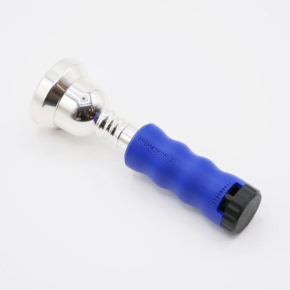 Trombone Mouthpiece Buzzing Practice Tool – Anywhere Practice & Warm-up – Large Shank for Trombone & Euphonium – BRASS BUZZ TRAINER (Blue) Blue