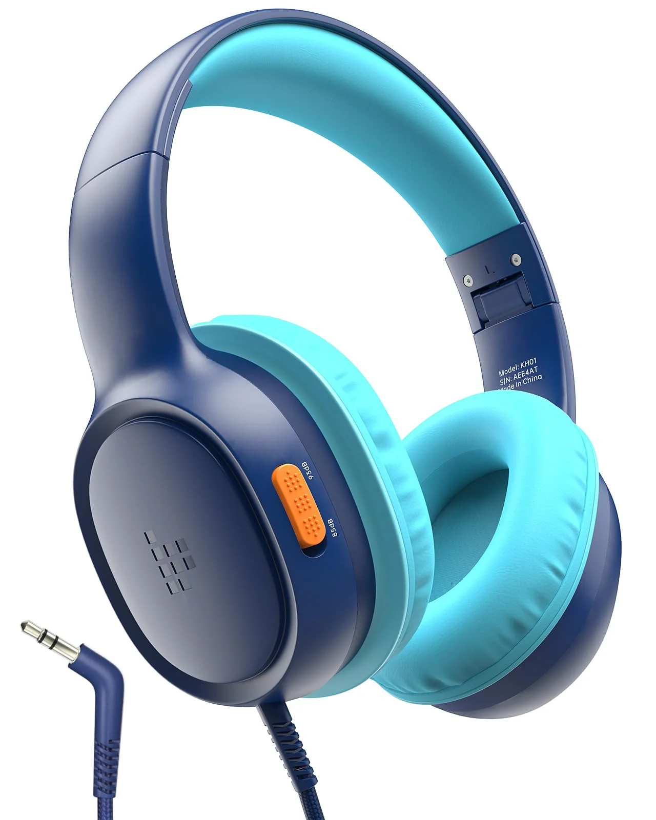 Tronsmart Kids Headphones for School Travel, Foldable Safe Volume 85/93dB, HD Stereo Sound Over-Ear Boys Girls Headphones for Kid, 3.5mm kids headphones with cord for iPad, Kindle, Tablets,KH01(Blue) Blue
