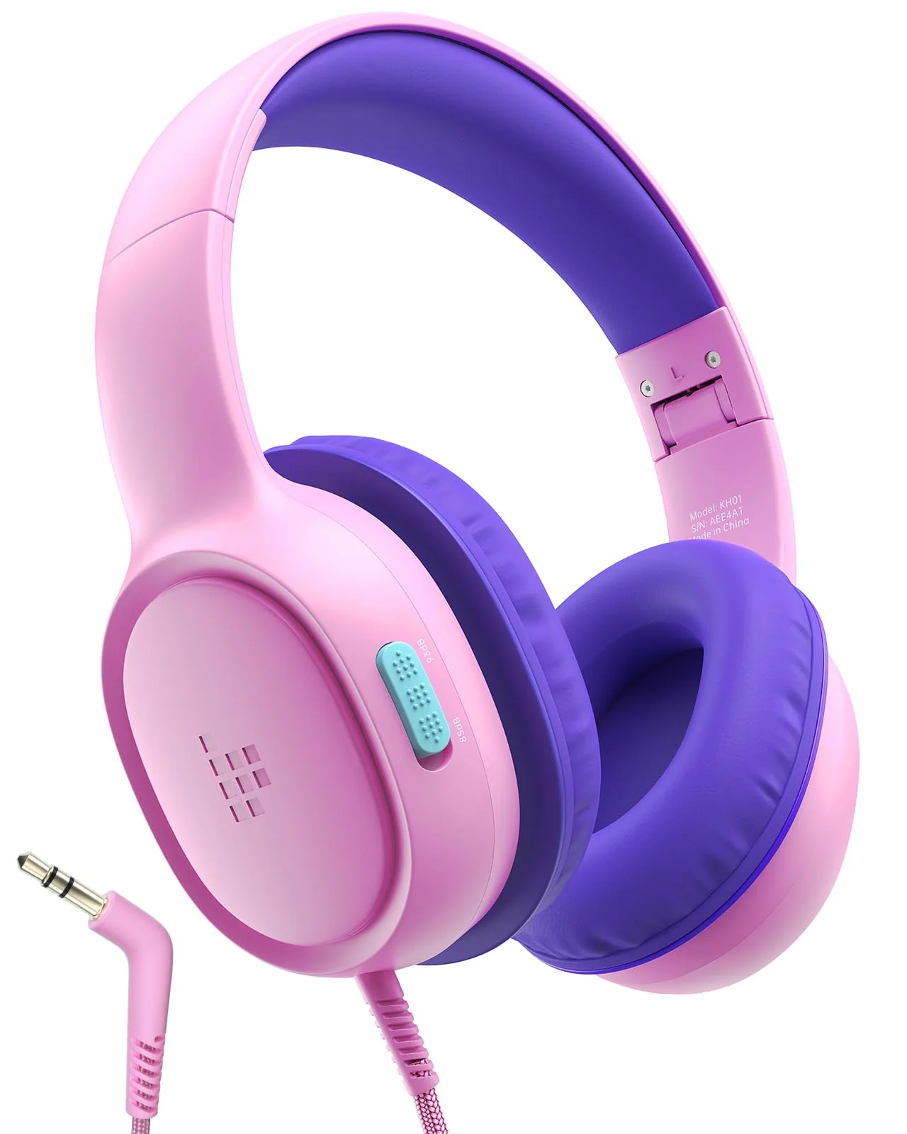 Tronsmart Kids Headphones KH01 Foldable Safety Volume 85/93dB Over-Ear Girls Boys Headphones for Kid HD Stereo 3.5mm Jack Wired Kids Headphones for Boys/Girls/School/Kindle/Travel/Tablets (Pink) Pink