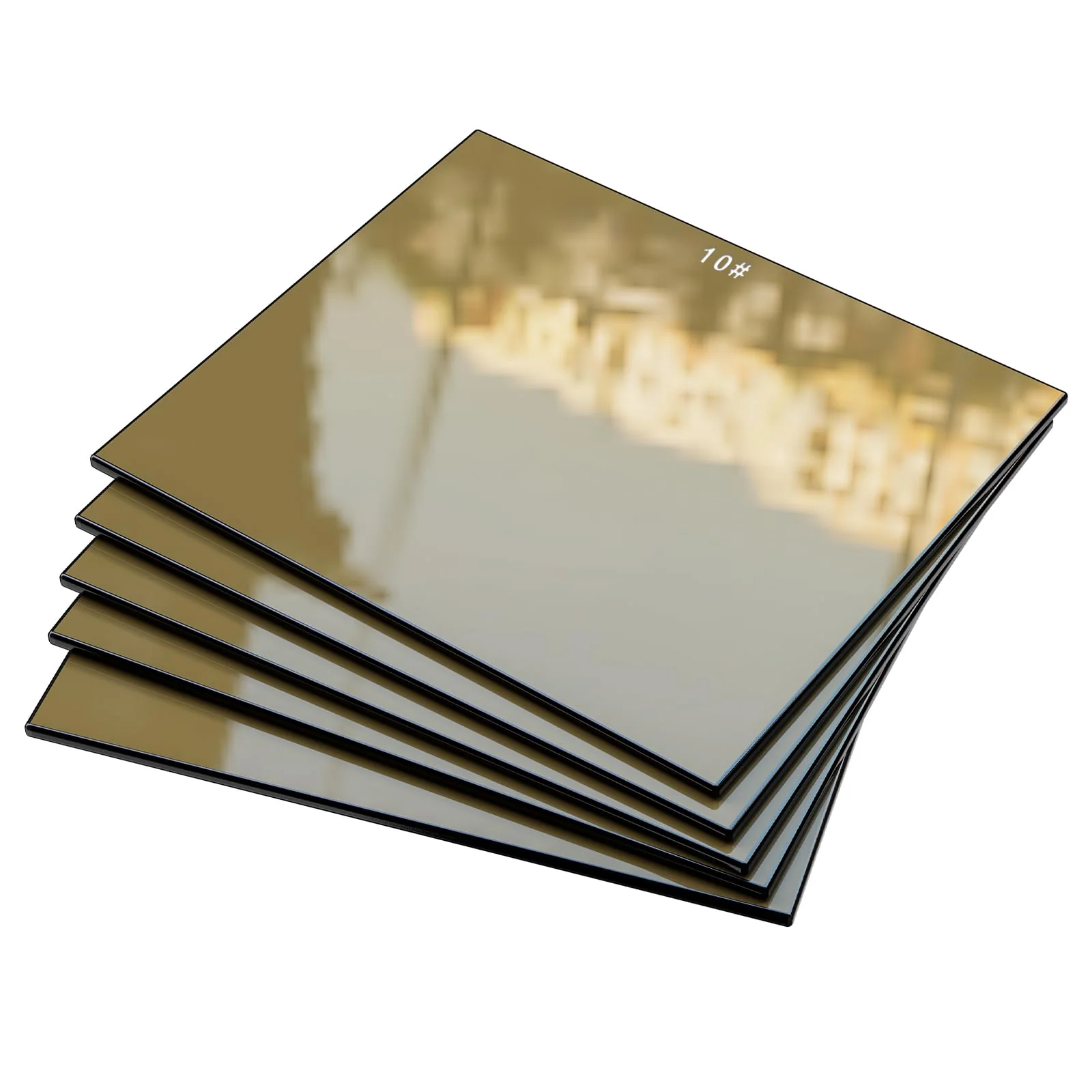 TRQWH 5pcs Welding Glass Lens Shade 10 Gold Hardened Glass Lens 4.5" x 5.25" Welding Hood Darkening Filter Gold-shade 10