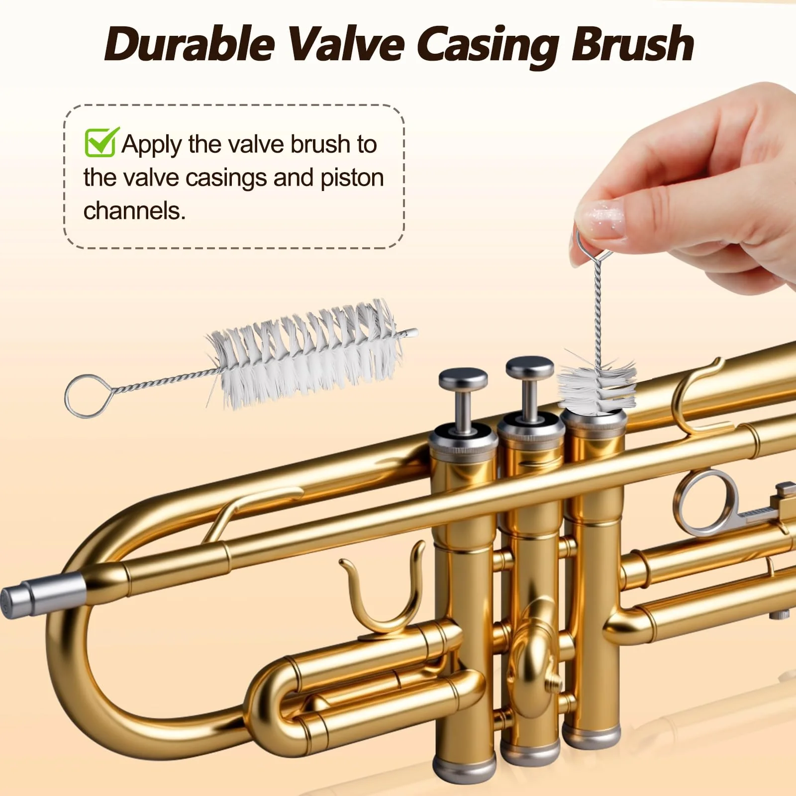 Trumpet Cleaning Kit - 3 Trumpet Lubricating Valve Oil, 2 Slide Grease,Valve, Mouthpiece, Flexible Bore Brush and Cleaning Cloth, Brass Instrument Cleaning and Care Set for Trumpet Maintenance 10Pcs - Image 3