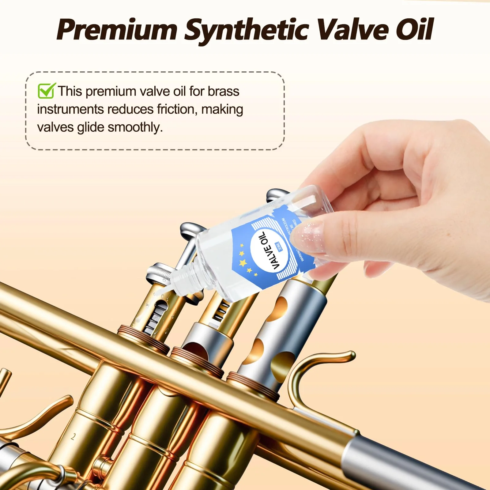 Trumpet Cleaning Kit - 3 Trumpet Lubricating Valve Oil, 2 Slide Grease,Valve, Mouthpiece, Flexible Bore Brush and Cleaning Cloth, Brass Instrument Cleaning and Care Set for Trumpet Maintenance 10Pcs - Image 6