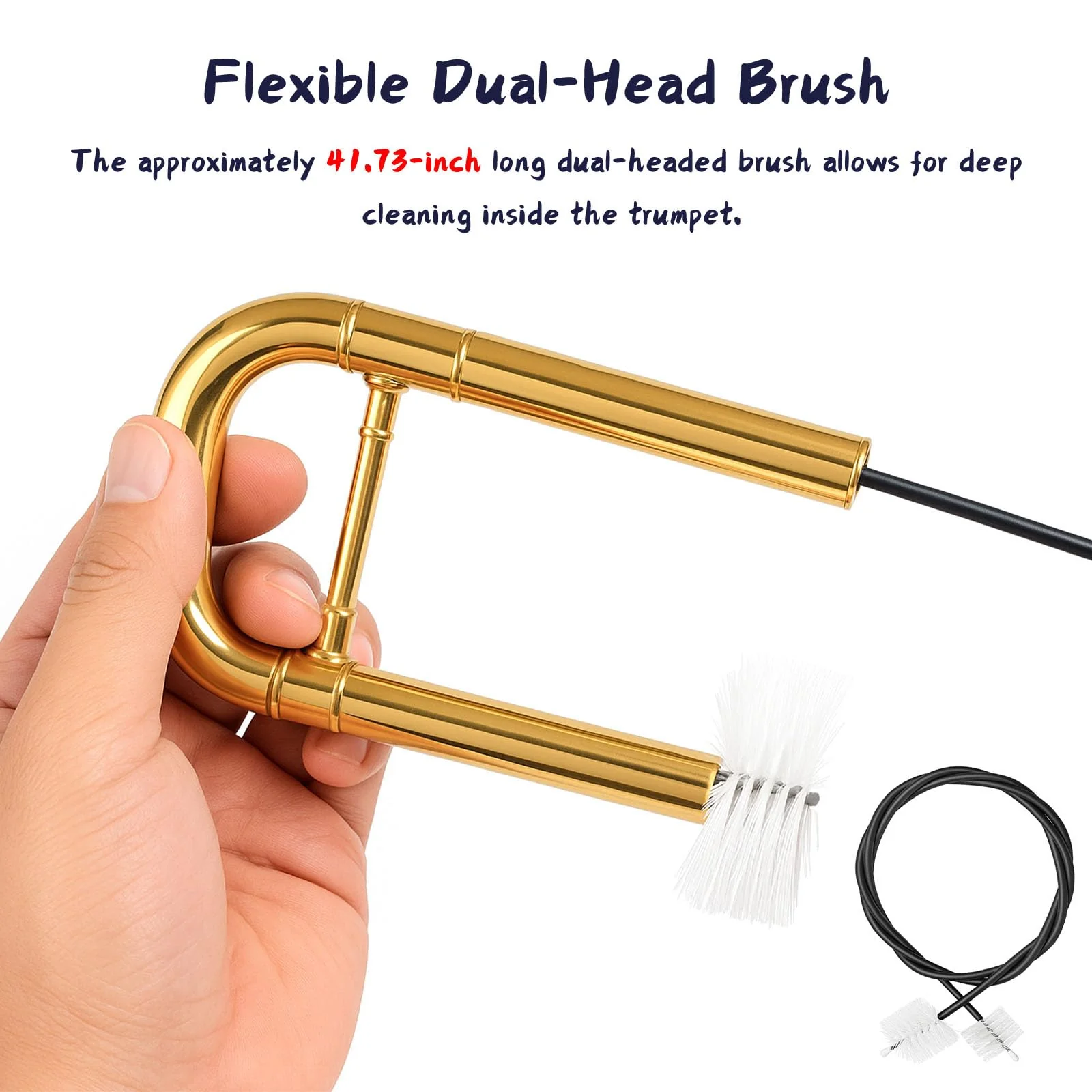 Trumpet Cleaning Kit, Clean and Care Horn, Trumpet Valve Oil Kit with Valve Oil, Slide Grease, Cork Grease, Cleaning Cloth, Mouthpiece/Valve/Bore Brushes, Polishing Cloth - Image 4