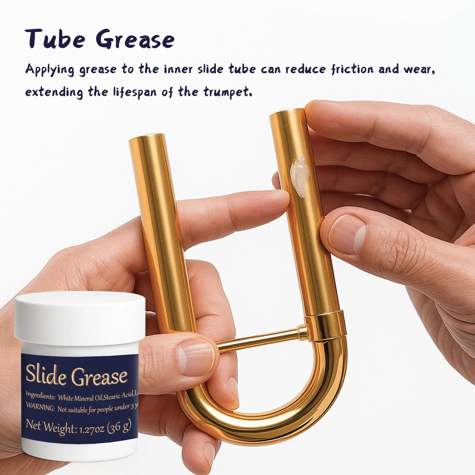 Trumpet Cleaning Kit, Clean and Care Horn, Trumpet Valve Oil Kit with Valve Oil, Slide Grease, Cork Grease, Cleaning Cloth, Mouthpiece/Valve/Bore Brushes, Polishing Cloth - Image 7