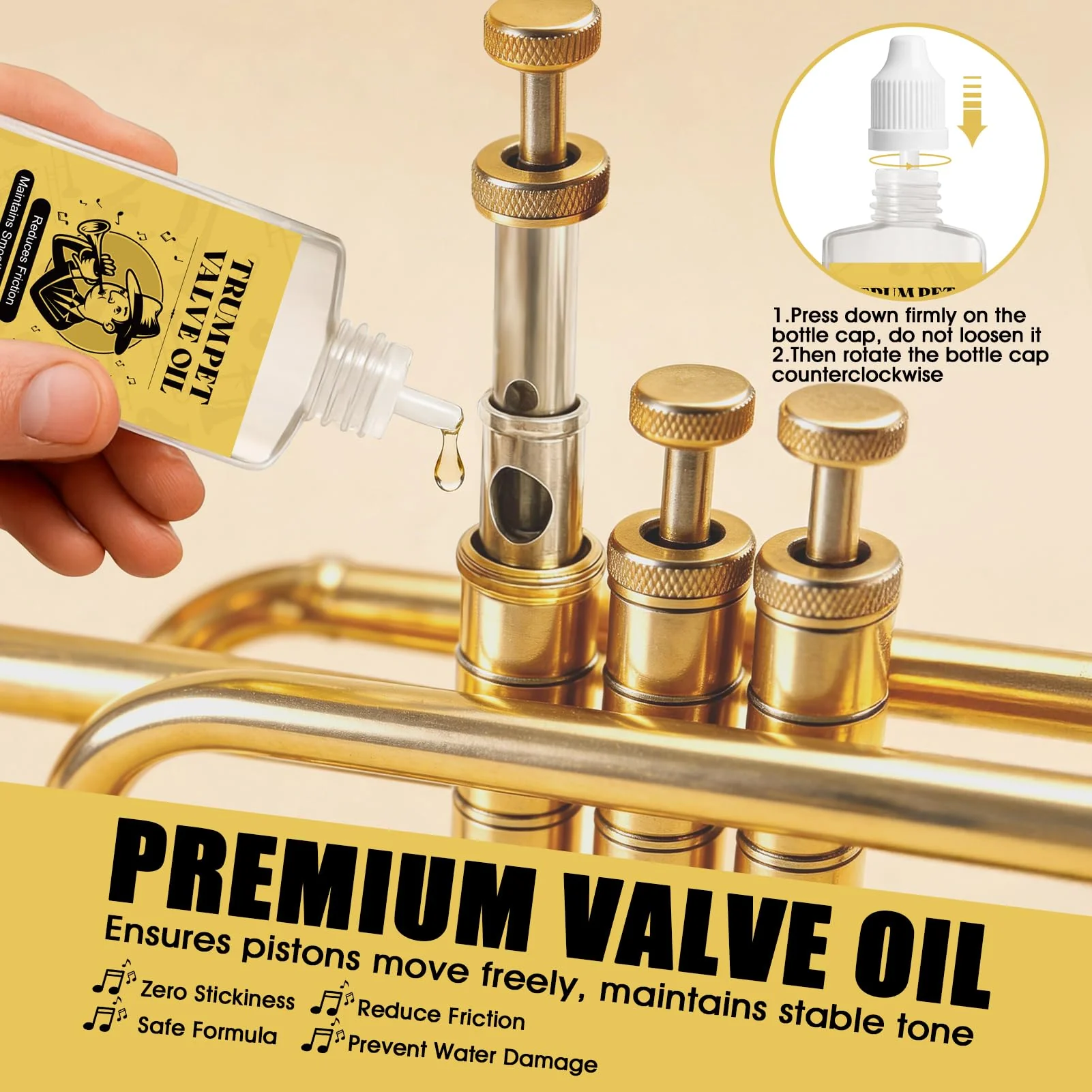 Trumpet Cleaning Kit, Trumpet Care Kit (Valve Oil, Slide Grease, Mouthpiece Brush, Bore Brushe, Piston Brush, Microfiber Cloth, Jnjector and Bent Tube Needle), Maintain Trumpet and Sound Quality - Image 2