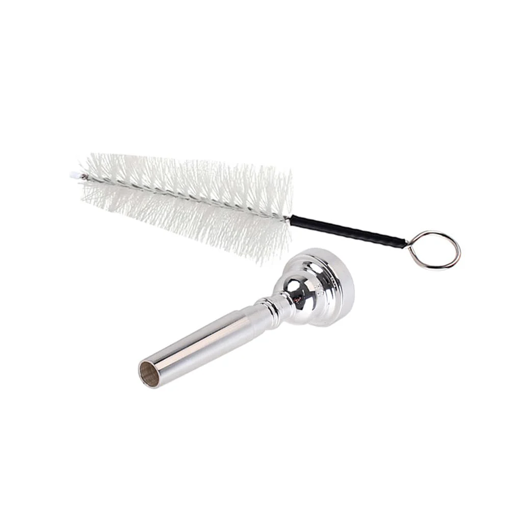 Trumpet Mouthpiece 5C Silver Metal Bb Trumpeta Mouthpiece with brush for Yamaha or Bach Trumpet (silver-5C) silver-5C - Image 5