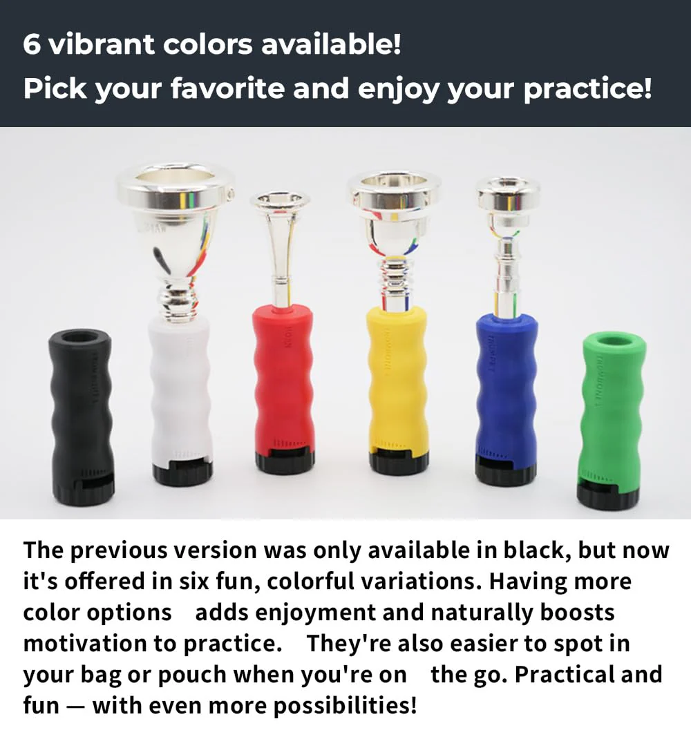 Trumpet Mouthpiece Buzzing Practice Tool – Anywhere Practice & Warm-up – One-Touch Adjustable Resistance - BRASS BUZZ TRAINER (Black) Black - Image 8