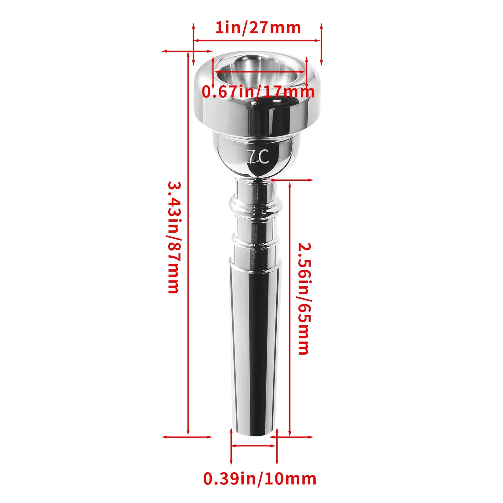 Trumpet Mouthpiece, Silver Plated 7C Trumpet Mouthpiece Brass Mouthpiece Replacement Trumpet Accessories Instruments Mouthpiece for Beginners, Professional Players - Image 2