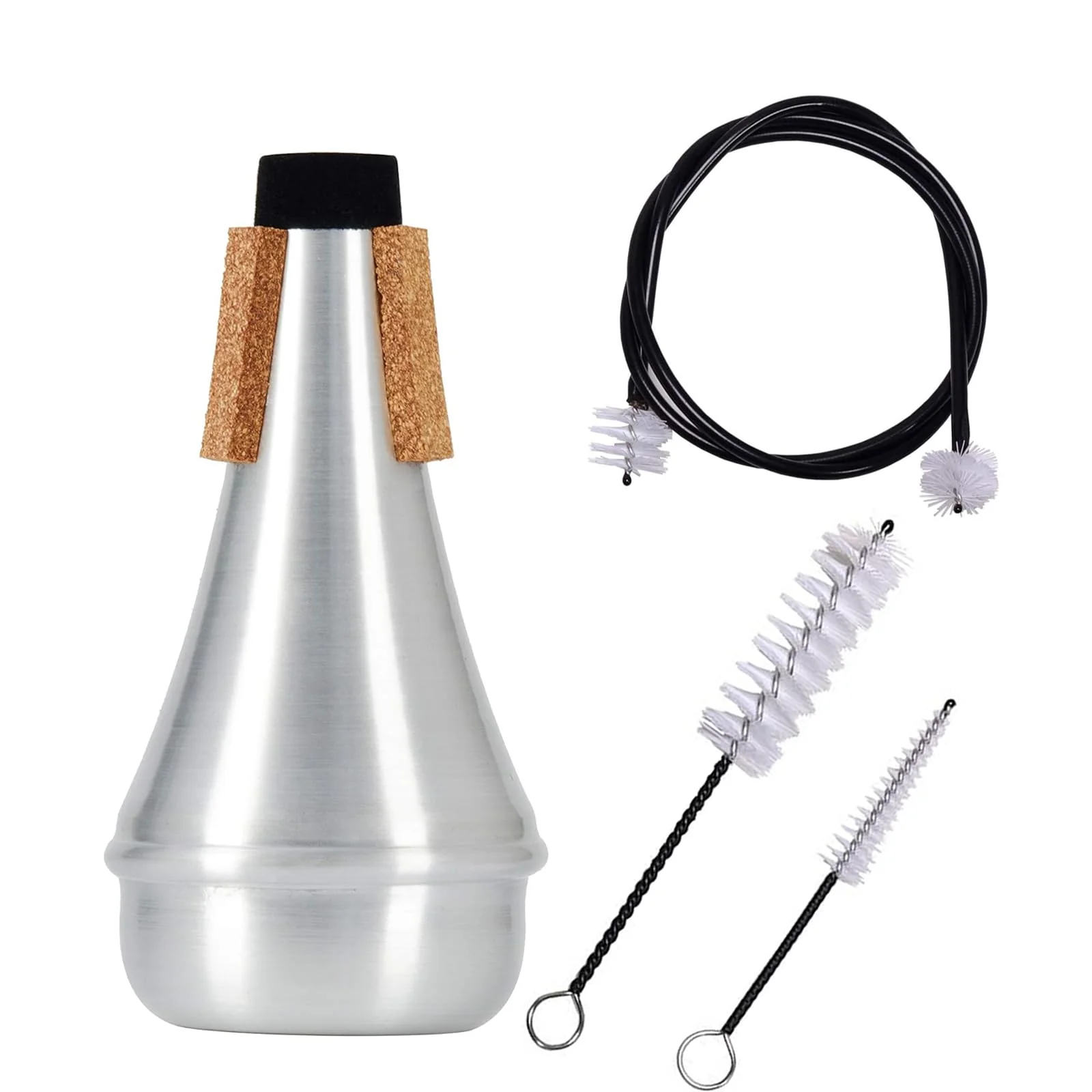 Trumpet Mute And Trumpet Cleaning kit, Trumpet Mute Silencer,Lightweight Aluminum Trumpet Practice Mute, Mouthpiece/Valve/Bore Brushes For Trumpet
