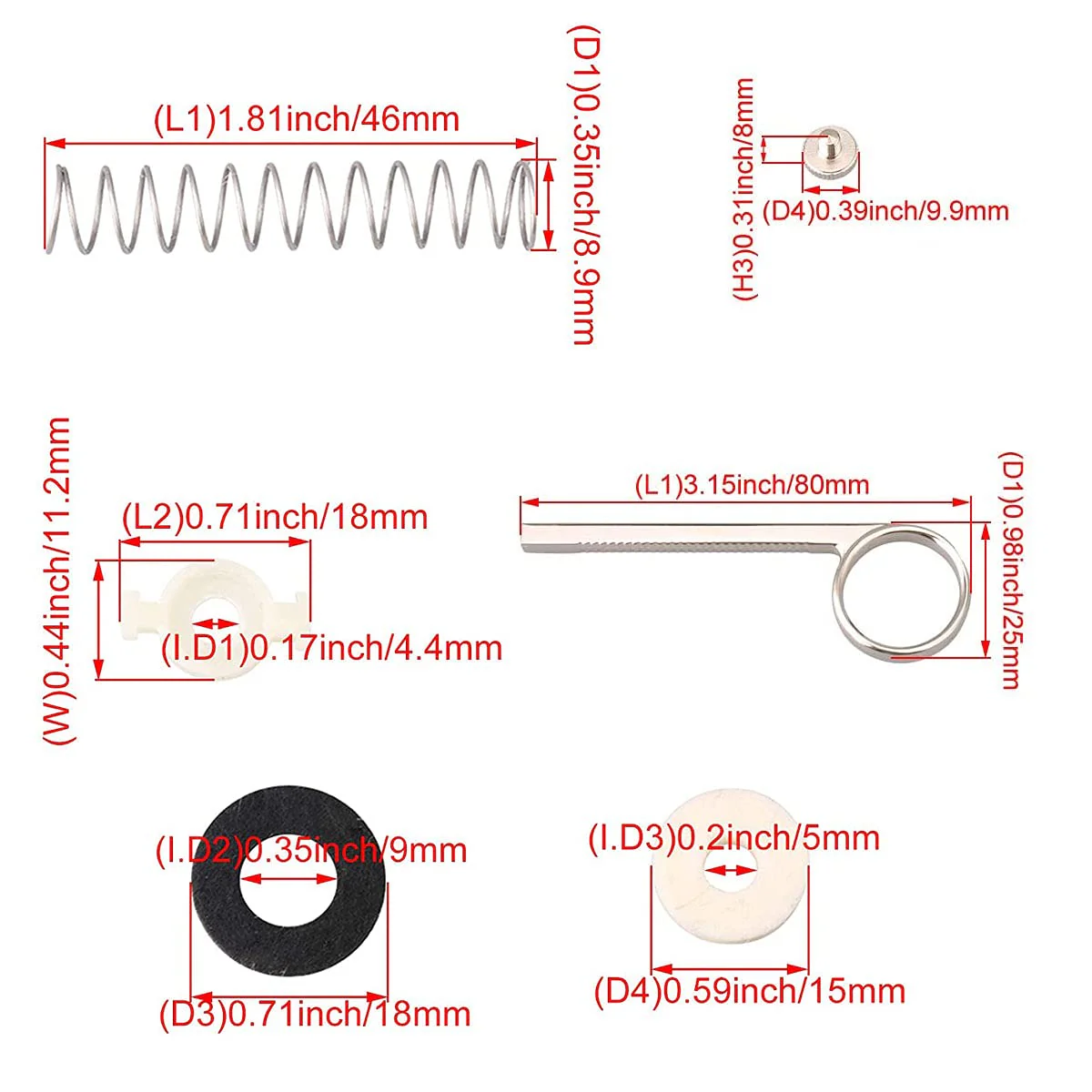 Trumpet Repair Kit Trumpet Finger Buttons Valve Cap Screw Drain Valve Key Piston Spring Trumpet Valve Replacement Parts Silver - Image 7